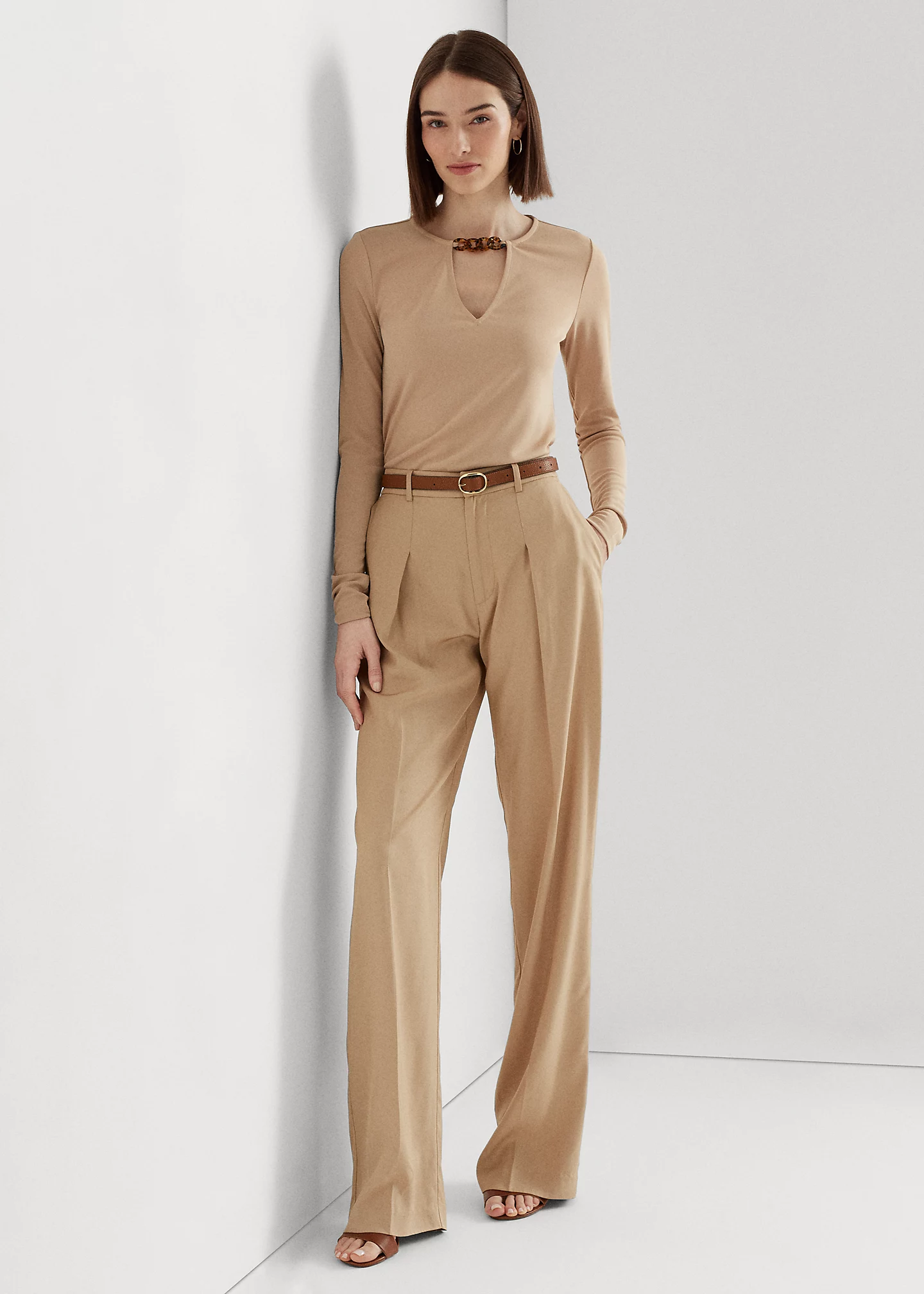 Chain-Trim Stretch Jersey Top