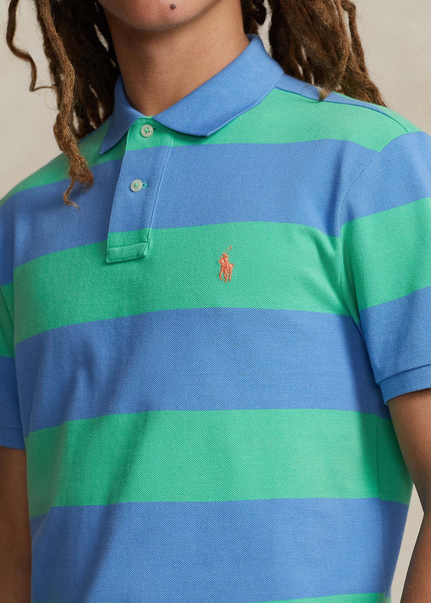 Custom Slim Fit Striped Mesh Polo Shirt