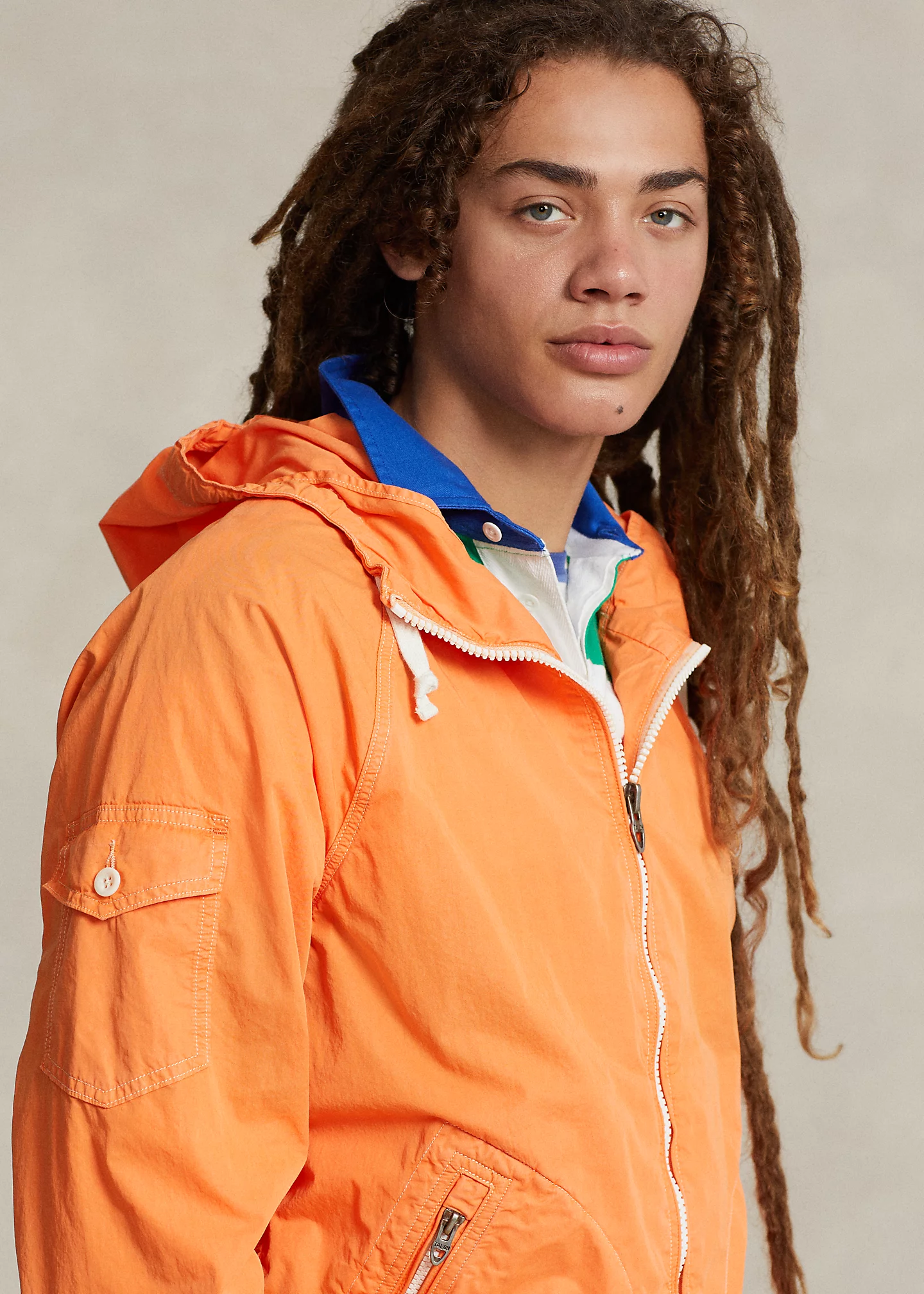 Garment-Dyed Twill Hooded Jacket