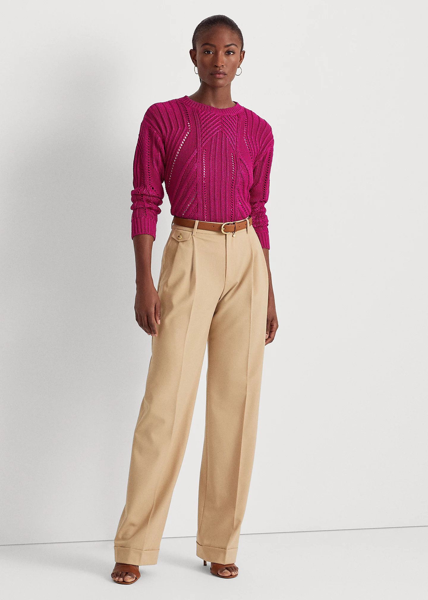 Pointelle-Knit Cotton-Blend Sweater