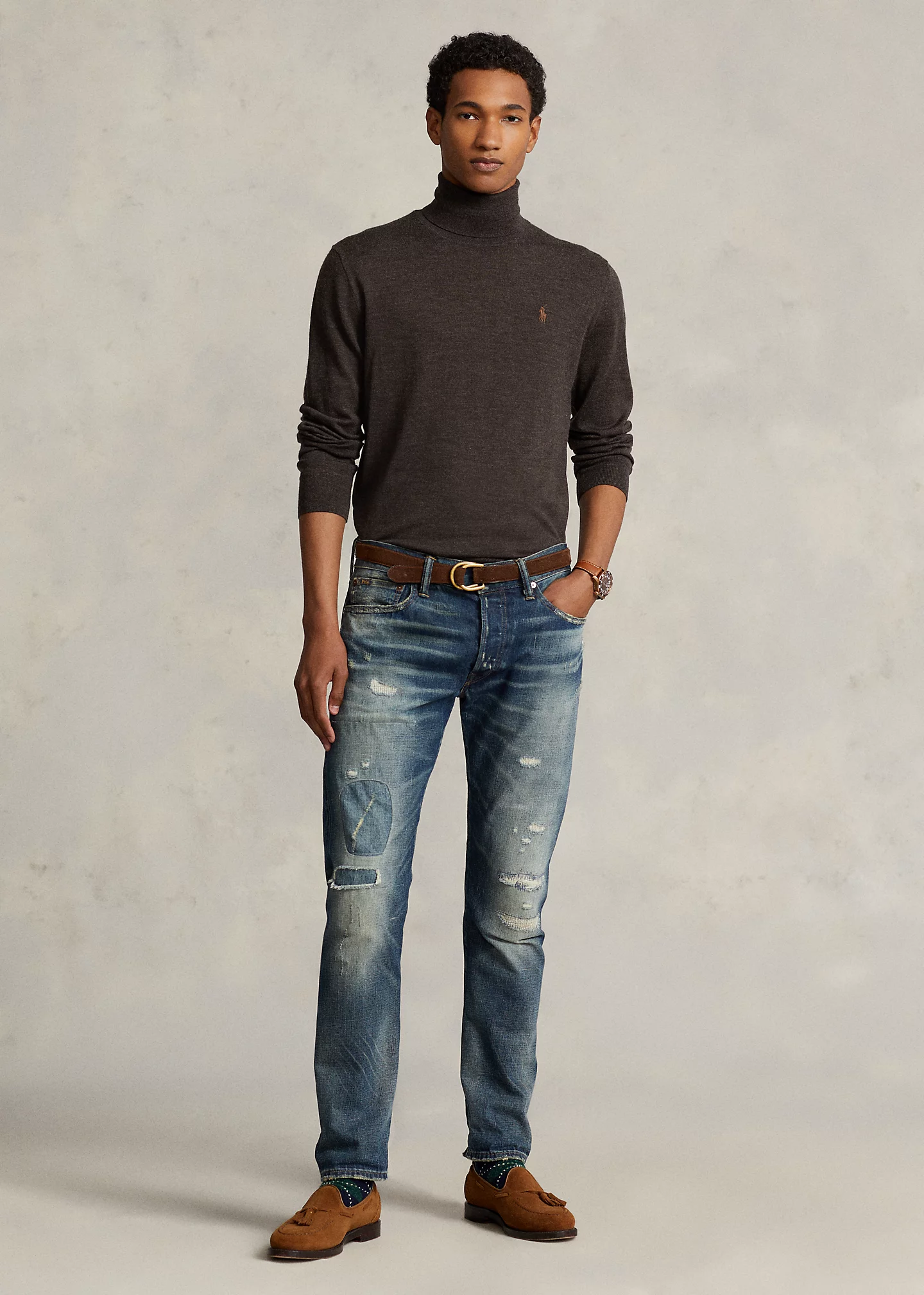 Washable Wool Turtleneck Sweater