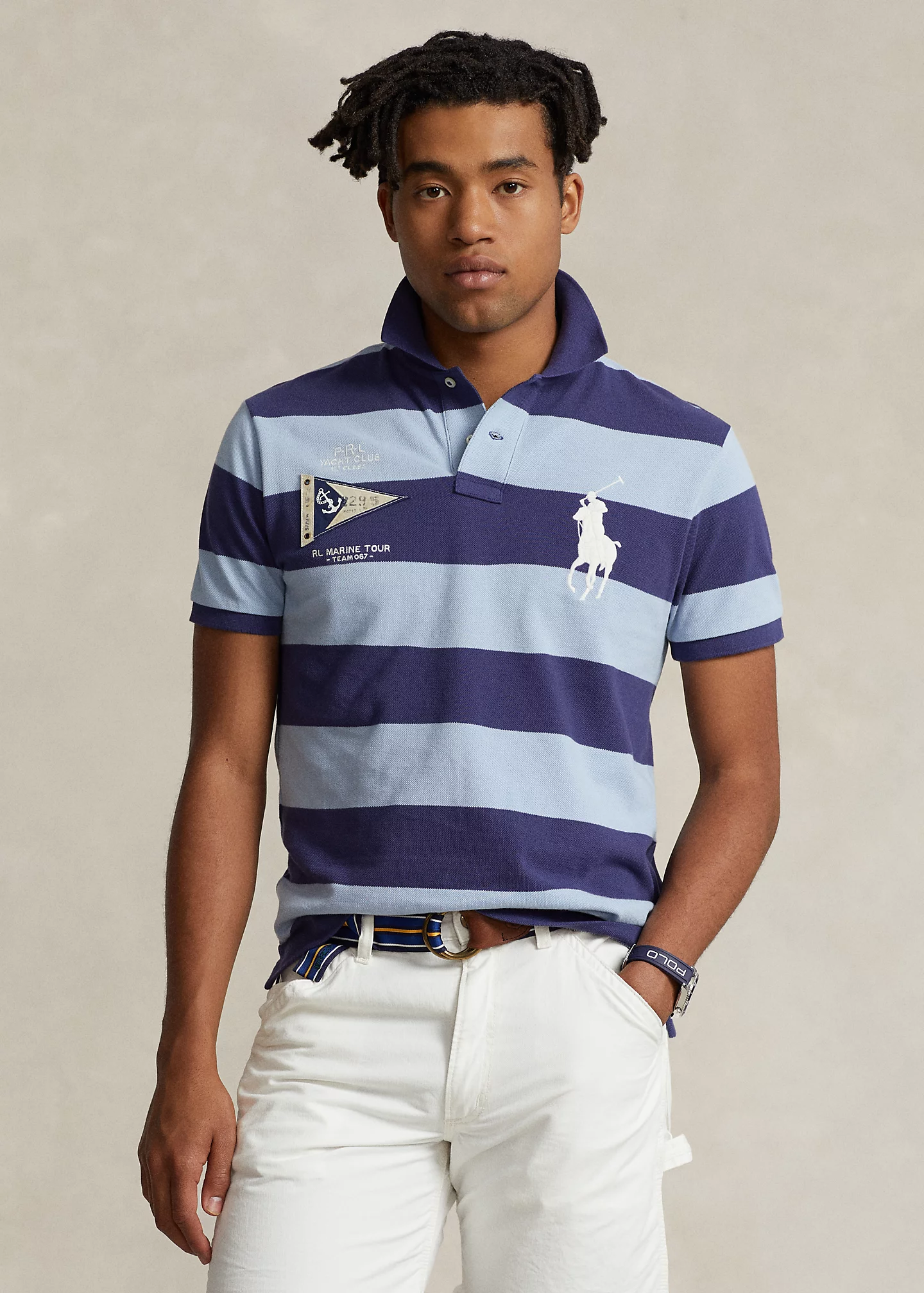 Custom Slim Fit Big Pony Mesh Polo Shirt