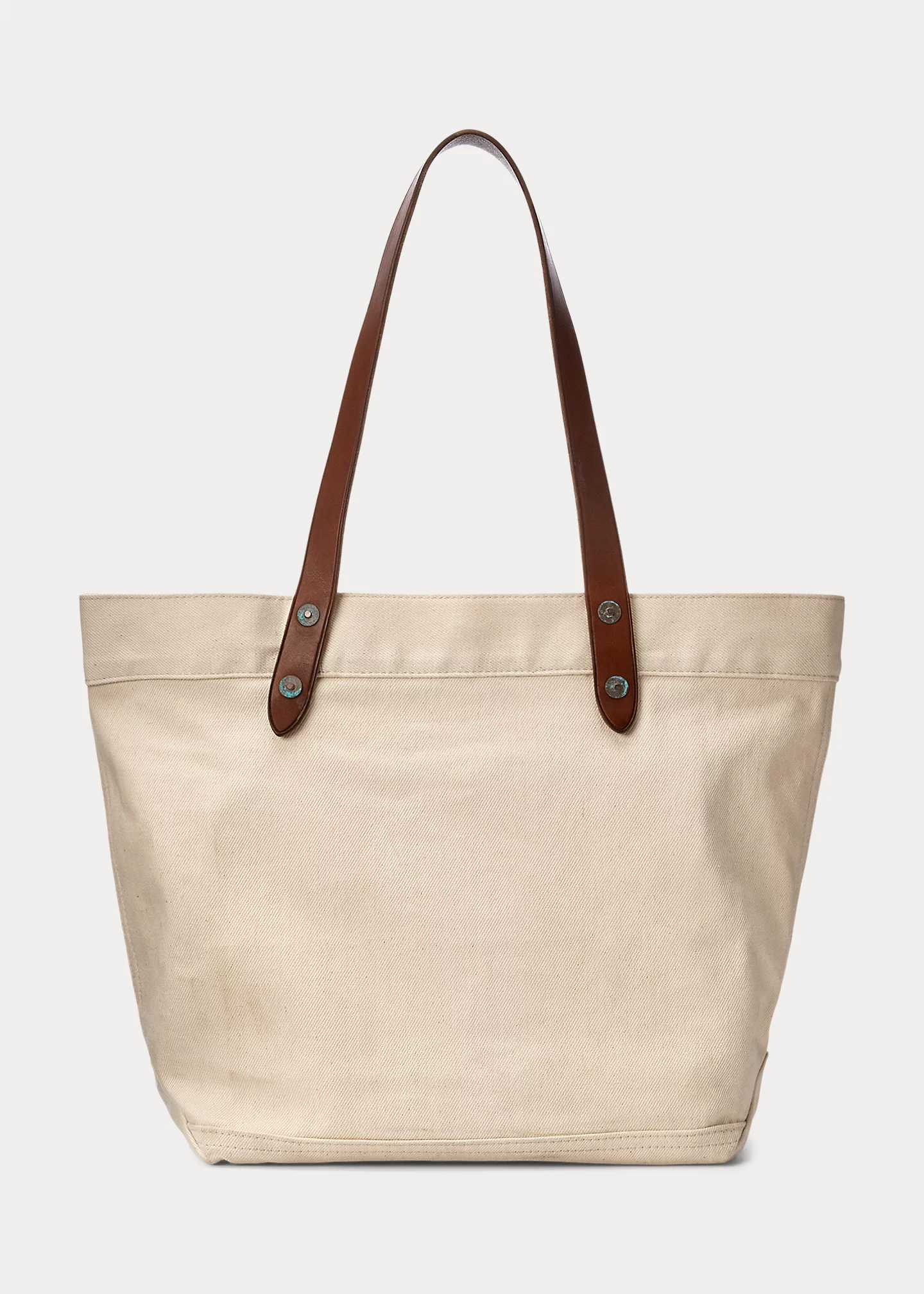 Leather-Trim Twill Tote
