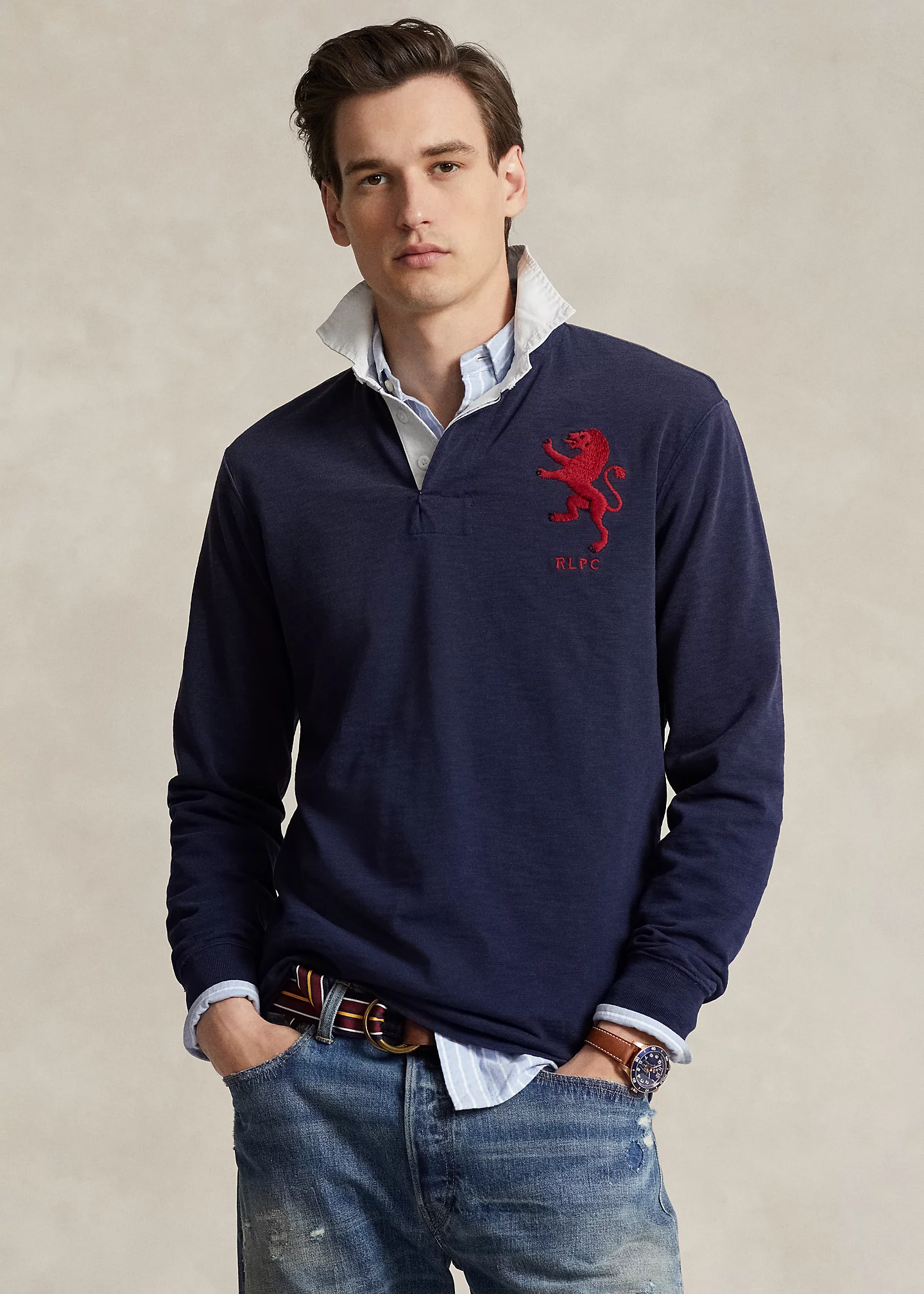 Classic Fit Heraldic Jersey Rugby Shirt