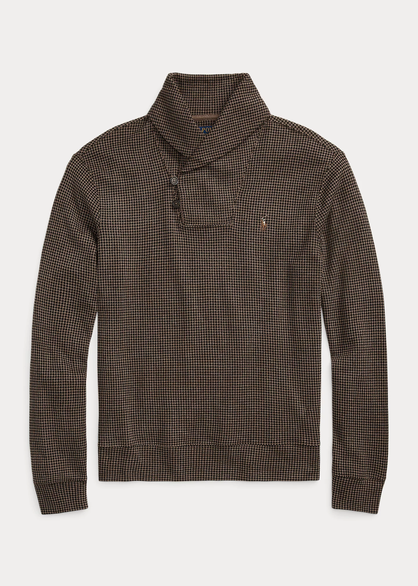 Houndstooth Estate-Rib Shawl Pullover