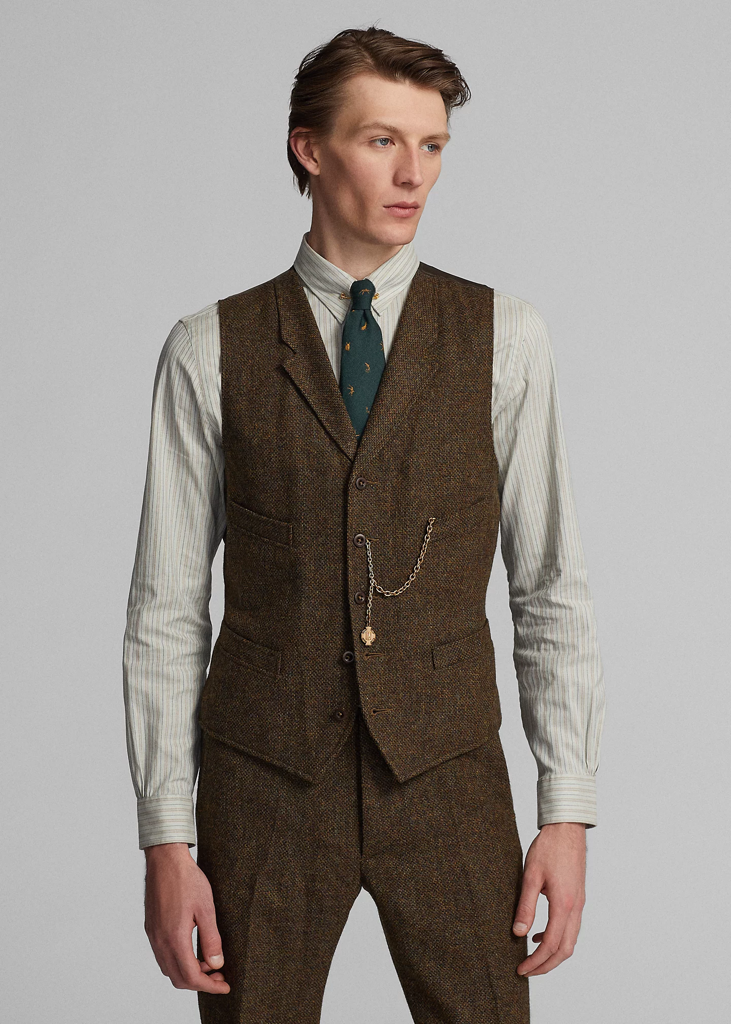 Wool Tweed Notch-Lapel Vest