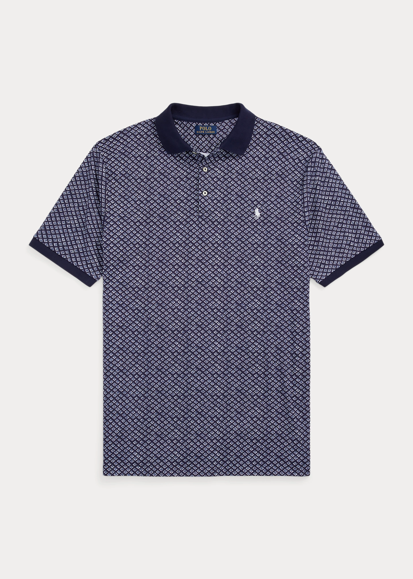 Foulard-Print Soft Cotton Polo Shirt