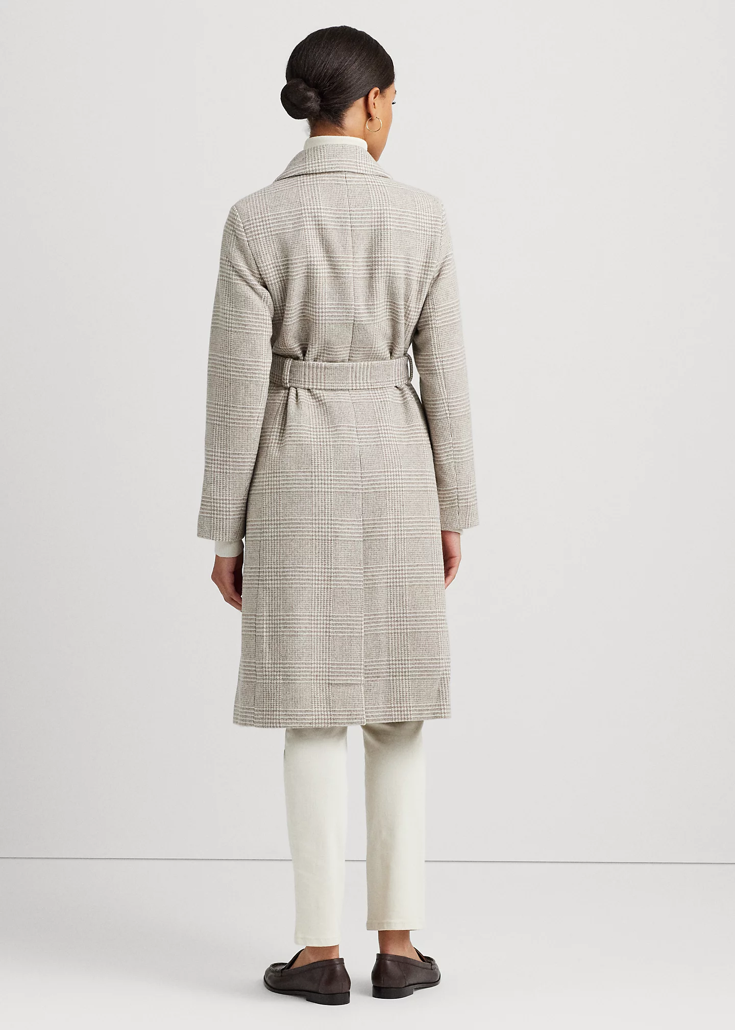 Glen Plaid Belted Wool-Blend Wrap Coat