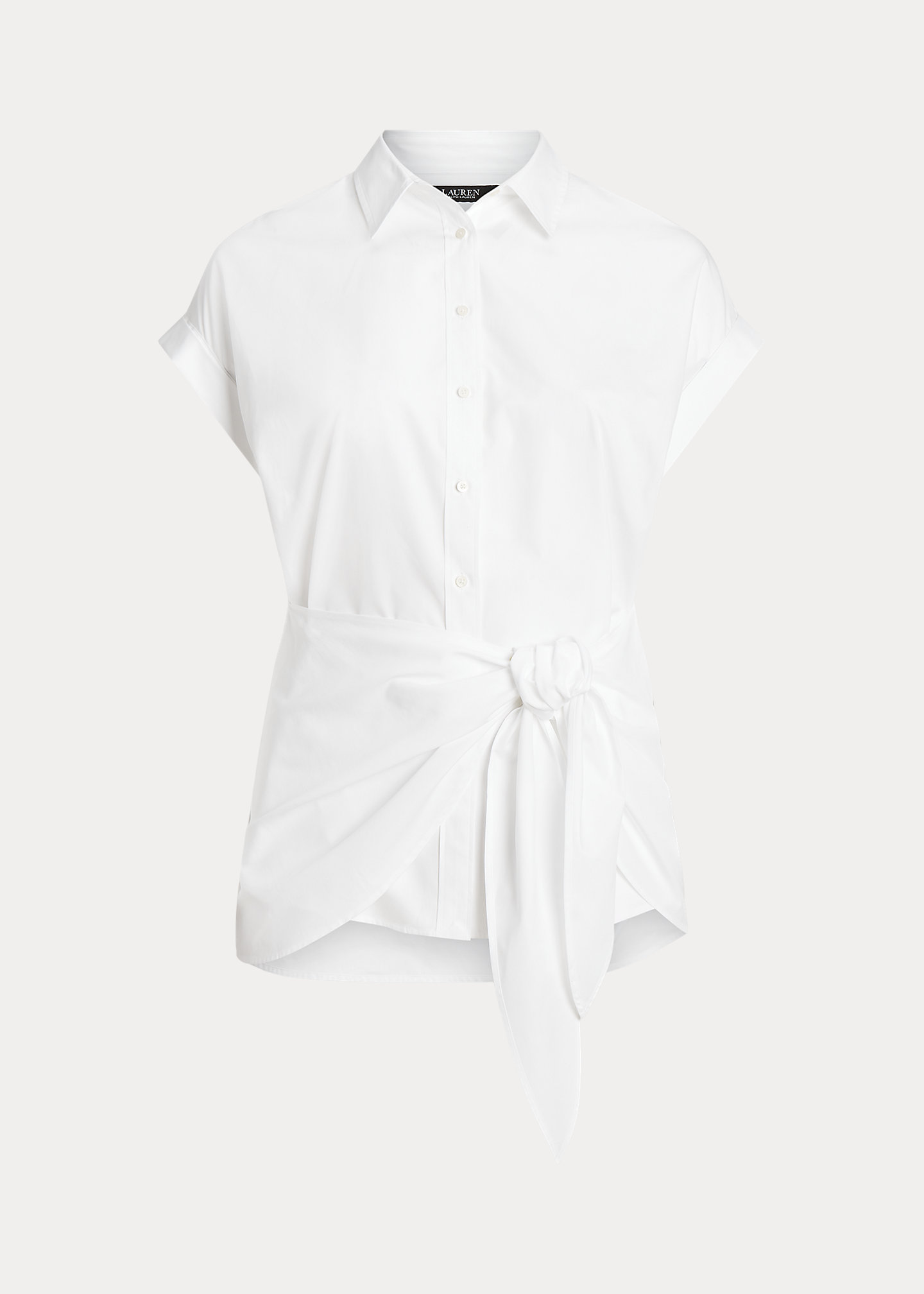 Tie-Front Cotton Broadcloth Shirt