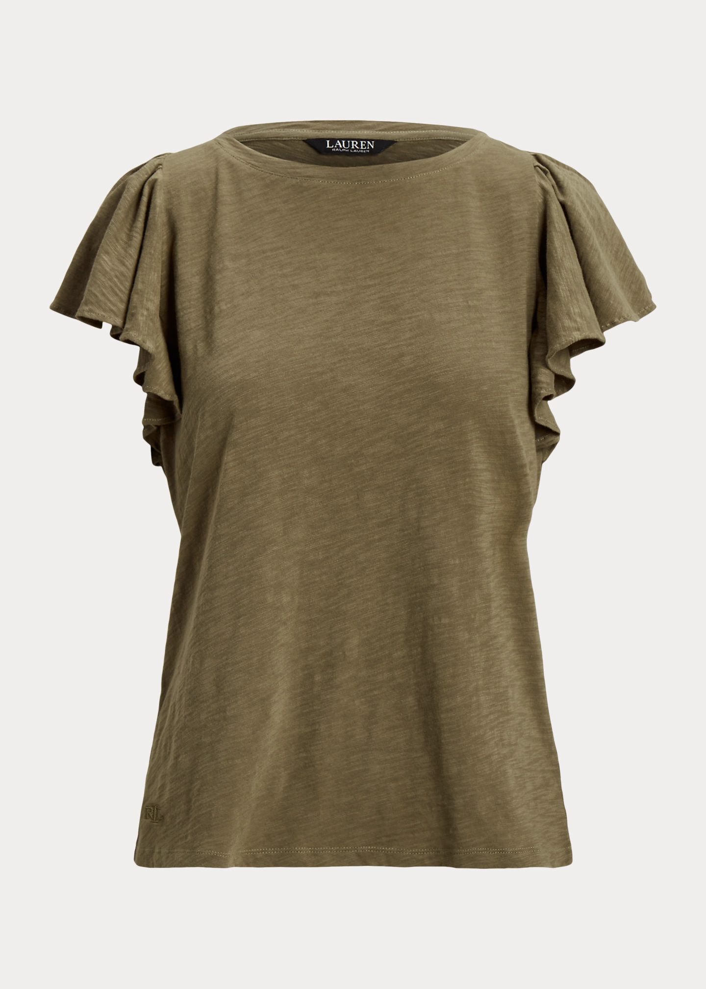 Slub Jersey Ruffle-Sleeve Tee