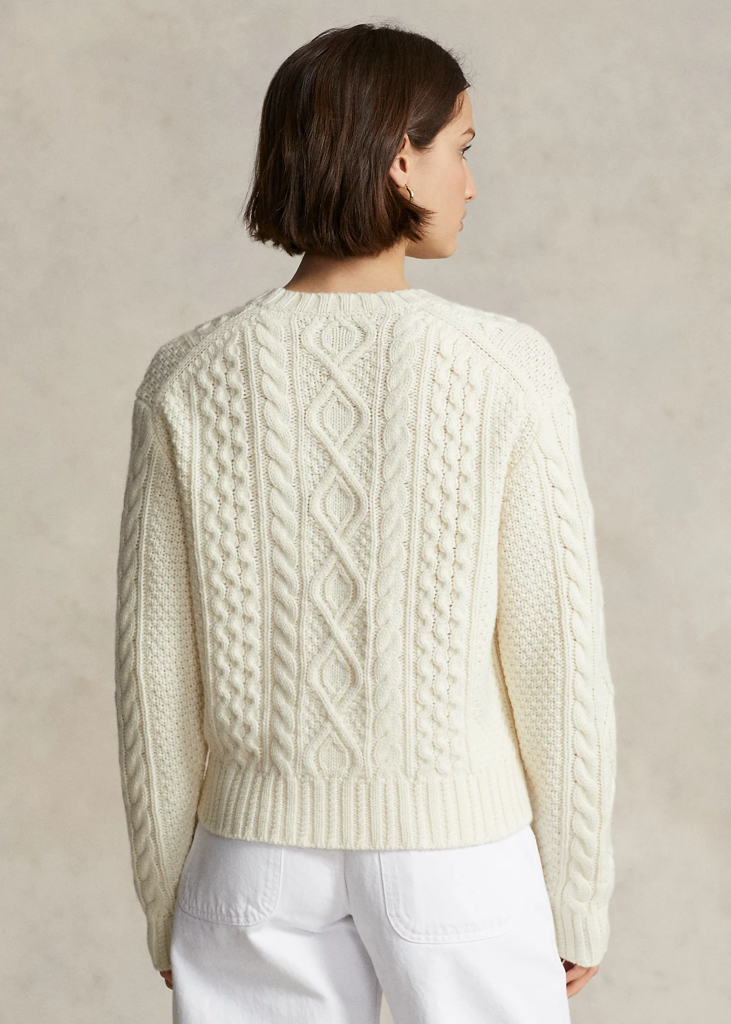 Aran-Knit Wool-Blend Crewneck Sweater