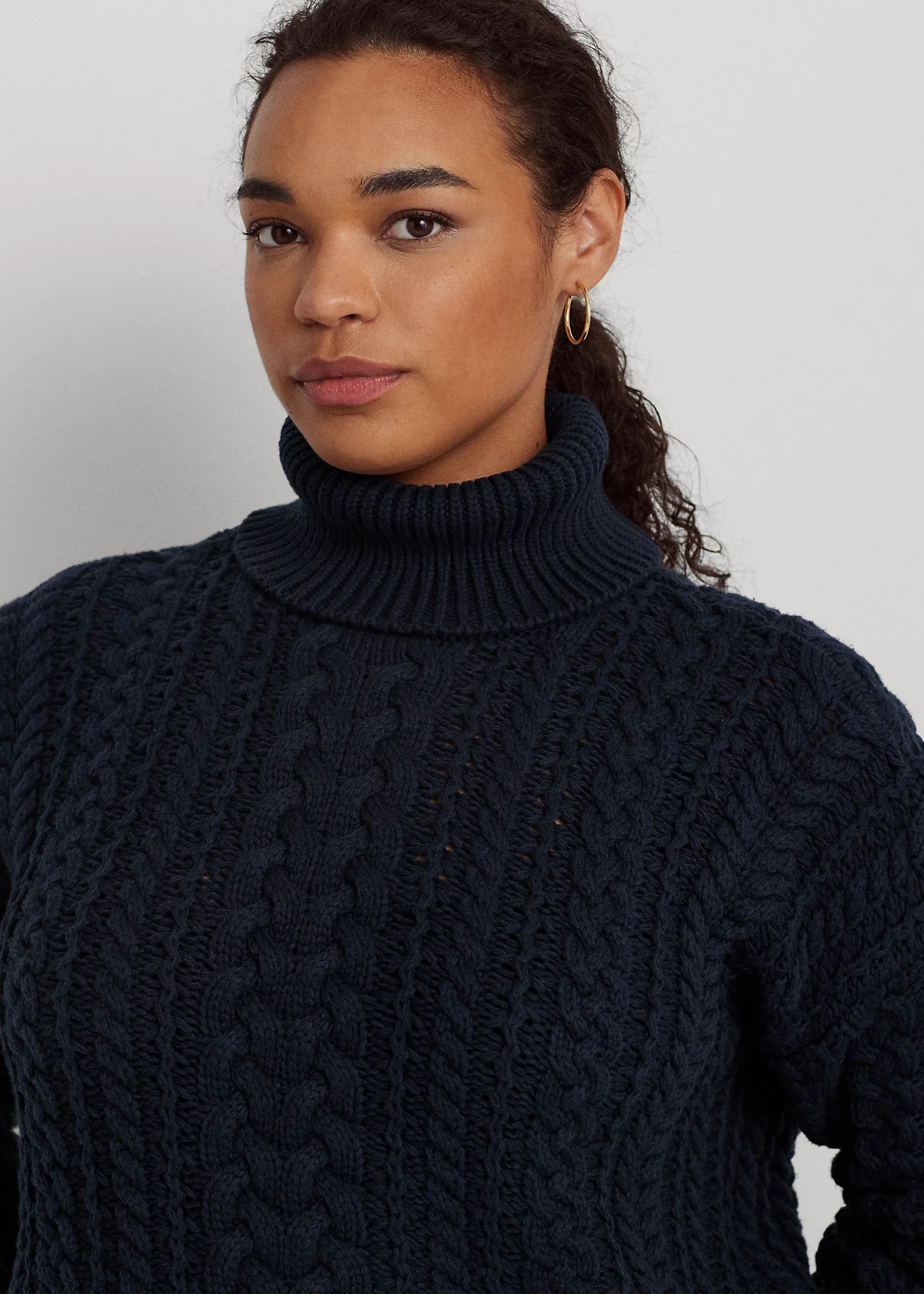 Cable-Knit Cotton-Blend Turtleneck
