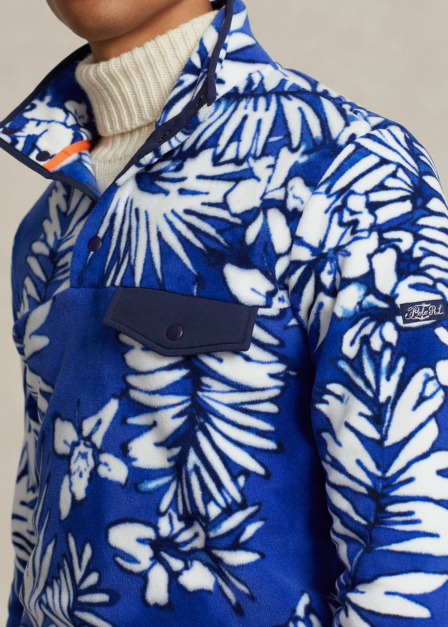 Palm Frond Brushed Fleece Pullover