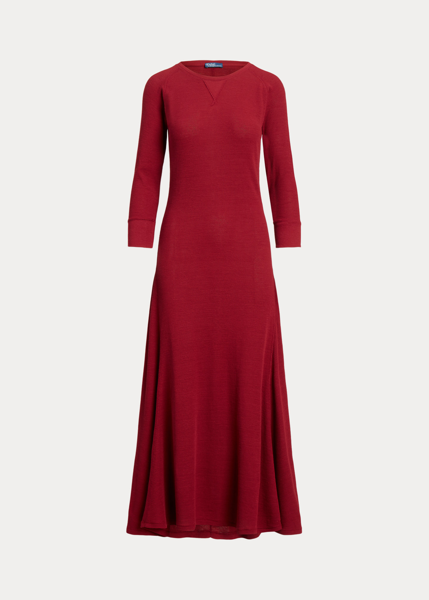 Waffle-Knit Cotton Crewneck Dress