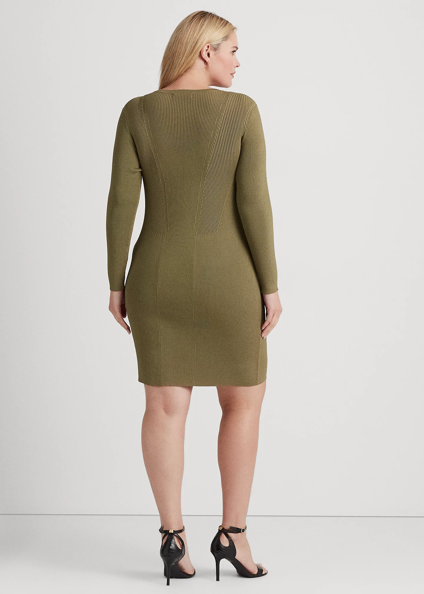 Rib-Knit Long-Sleeve Dress