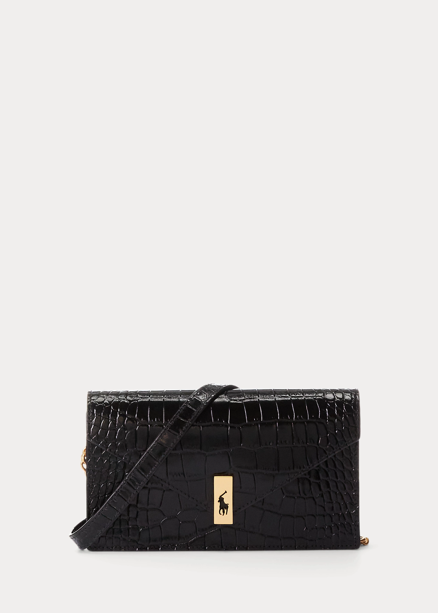 Polo ID Croc-Embossed Chain Wallet & Bag