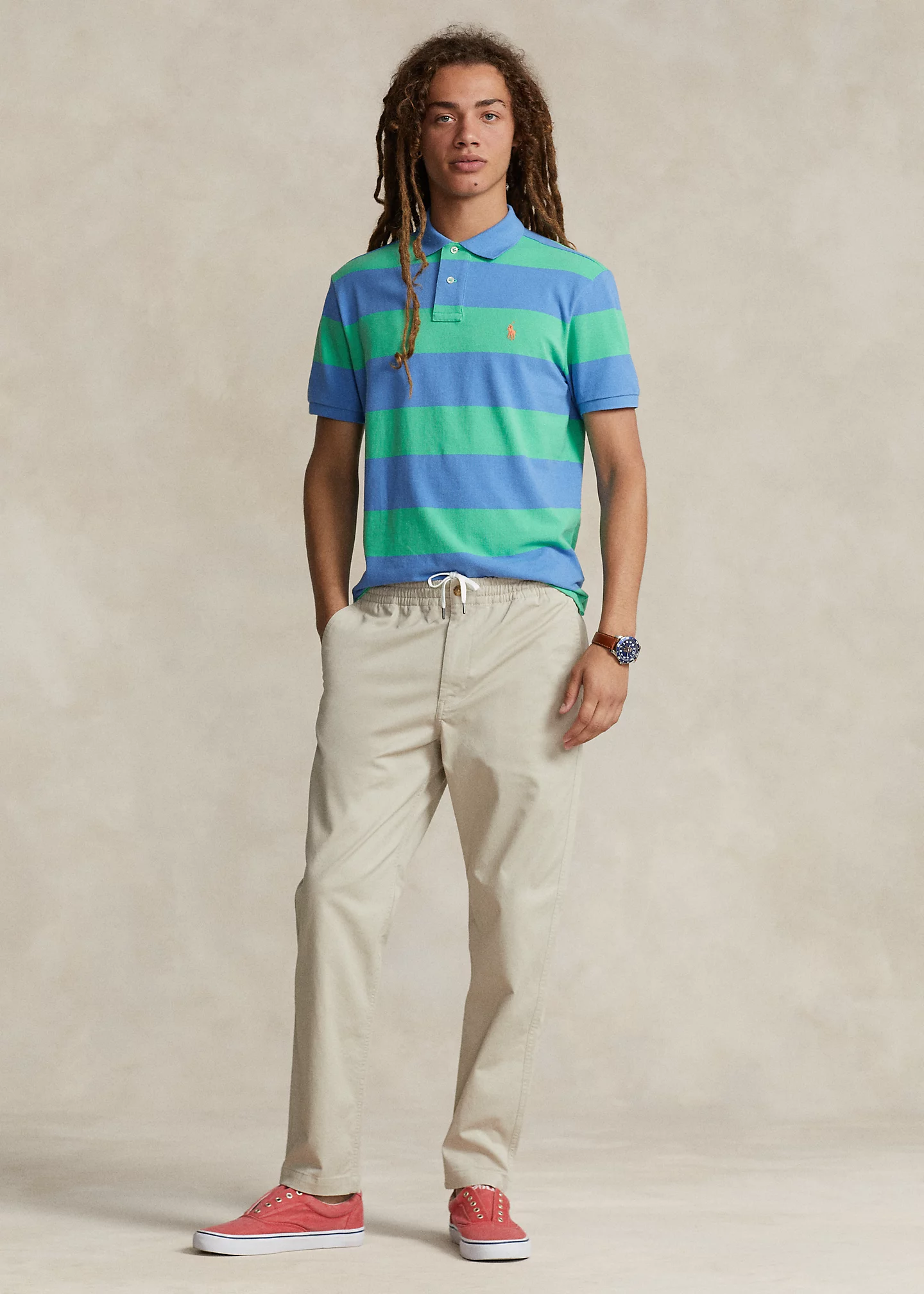 Custom Slim Fit Striped Mesh Polo Shirt
