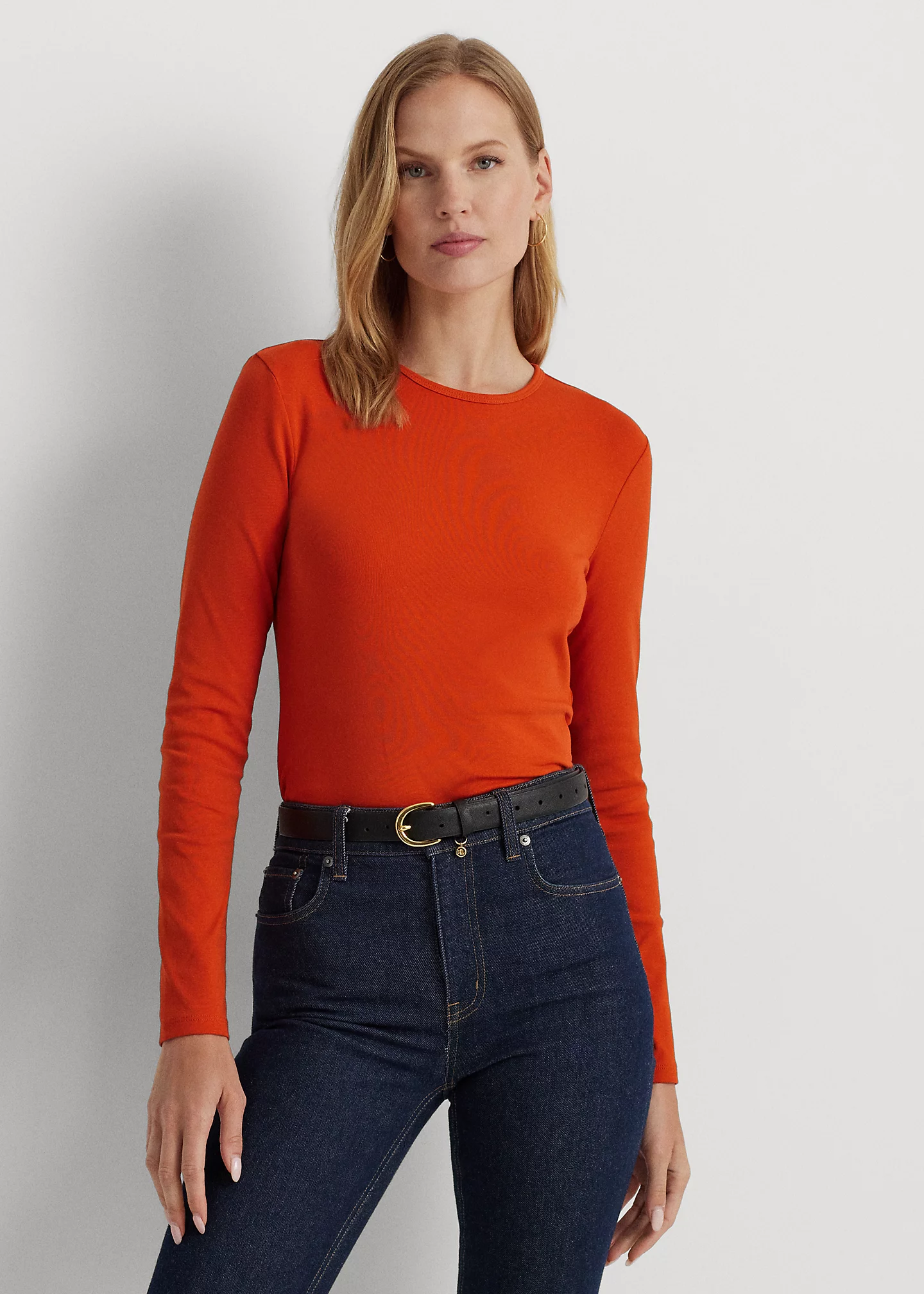 Cotton-Blend Long-Sleeve Top