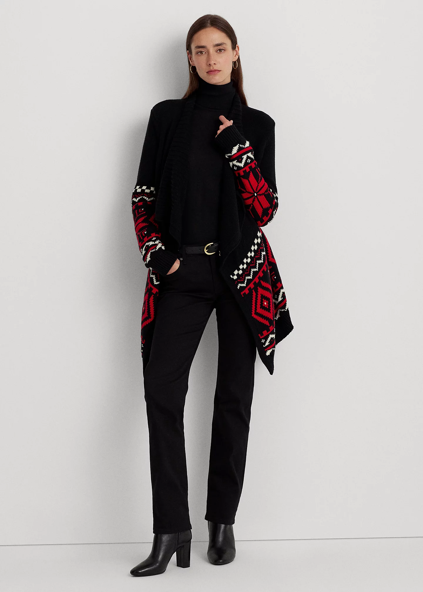 Fair Isle Shawl-Collar Cardigan