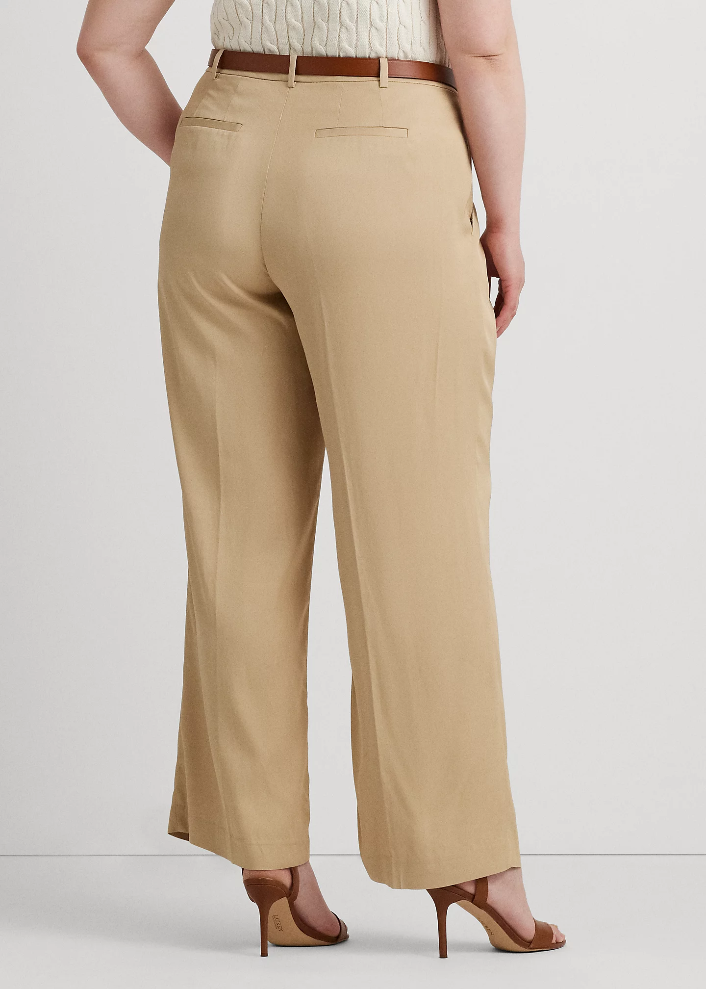 Pleated Twill Wide-Leg Pant