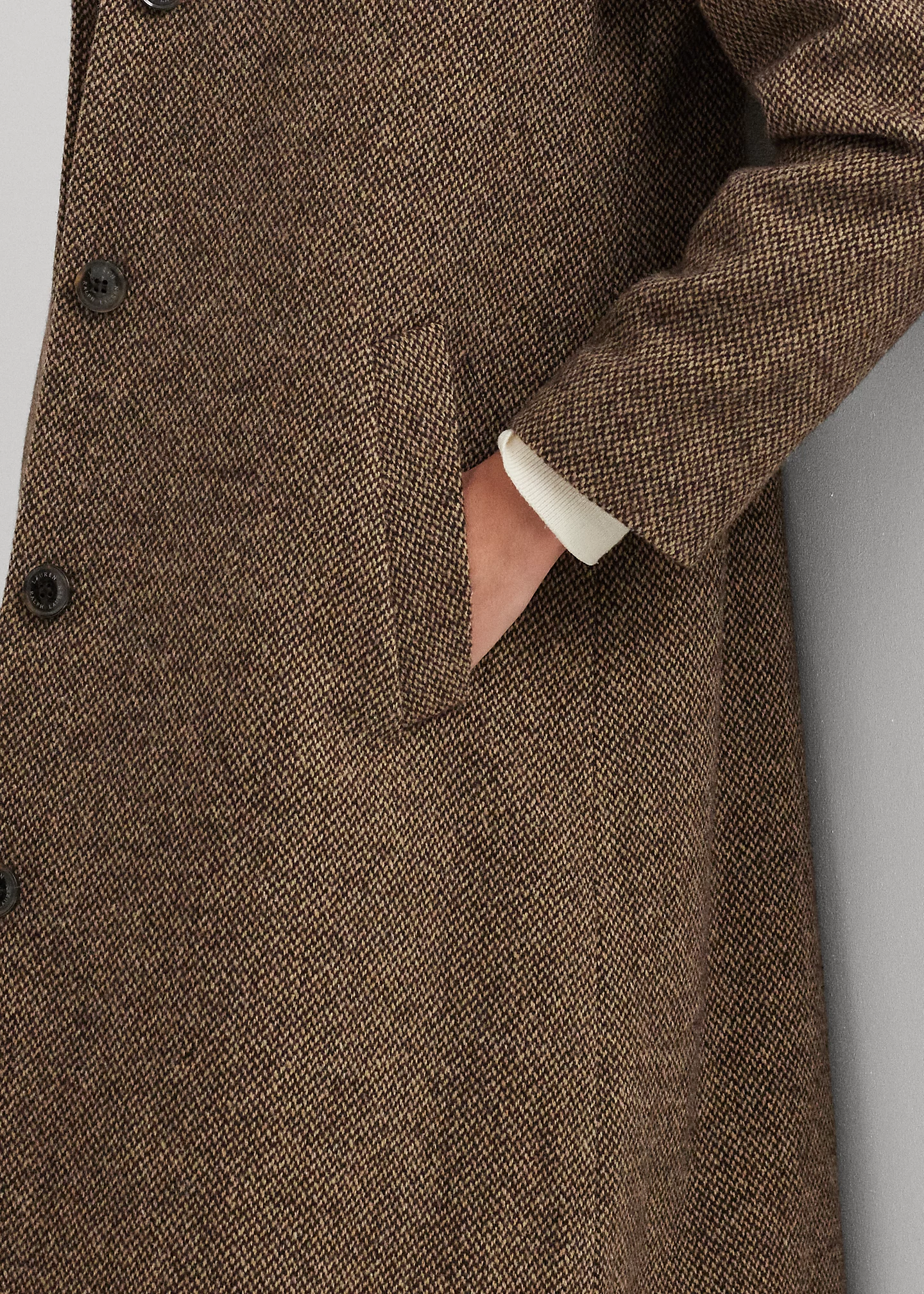 Wool-Blend Twill Funnelneck Coat