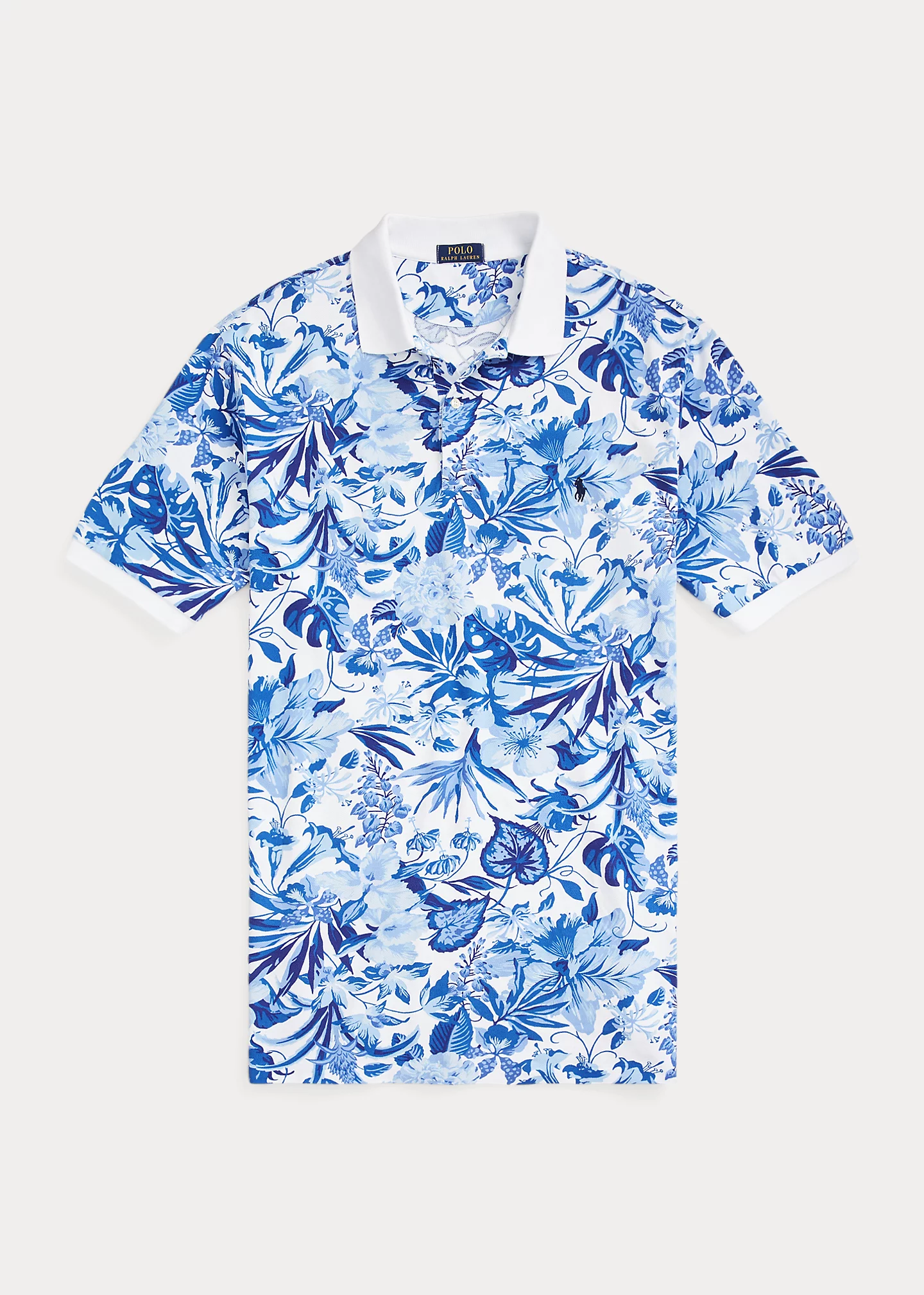Floral-Print Mesh Polo Shirt