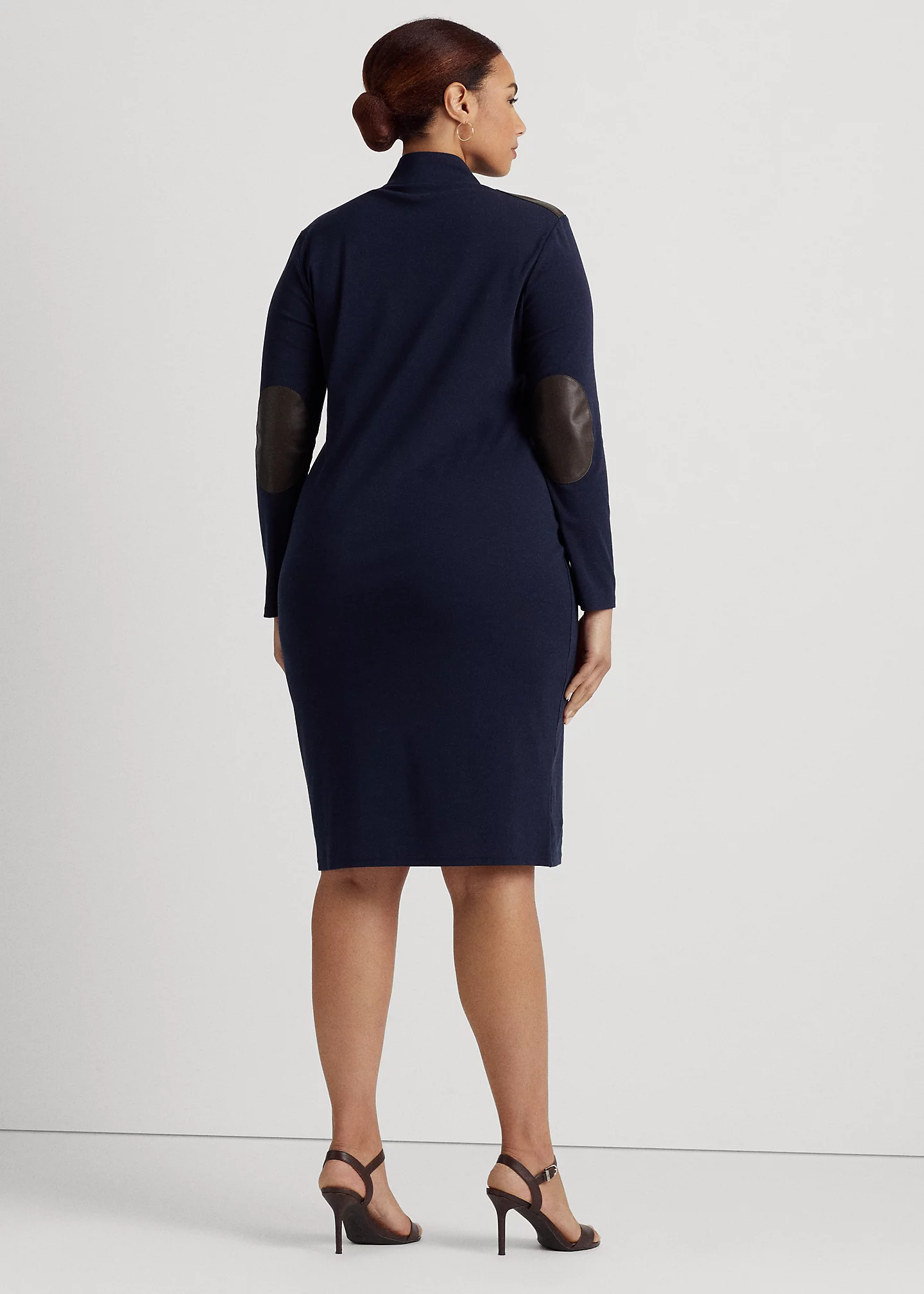 Faux-Leather-Trim Stretch-Cotton Dress