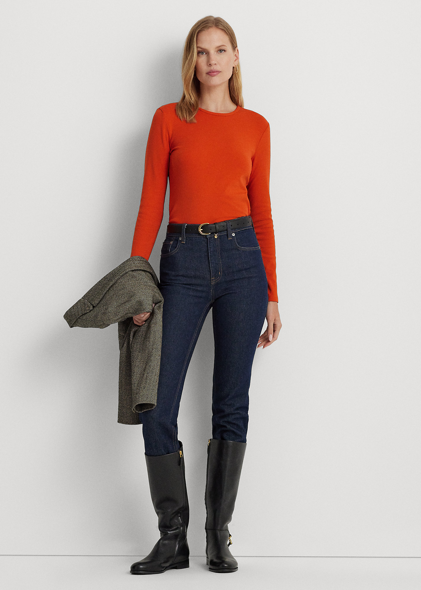 Cotton-Blend Long-Sleeve Top