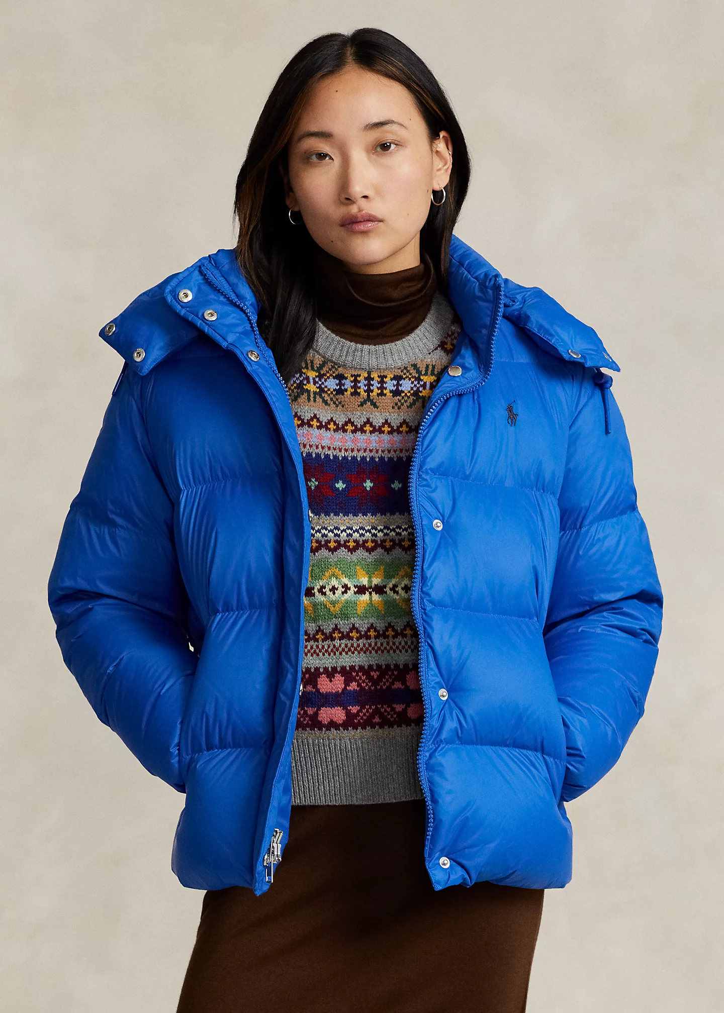 Water-Repellent Hooded Down Jacket