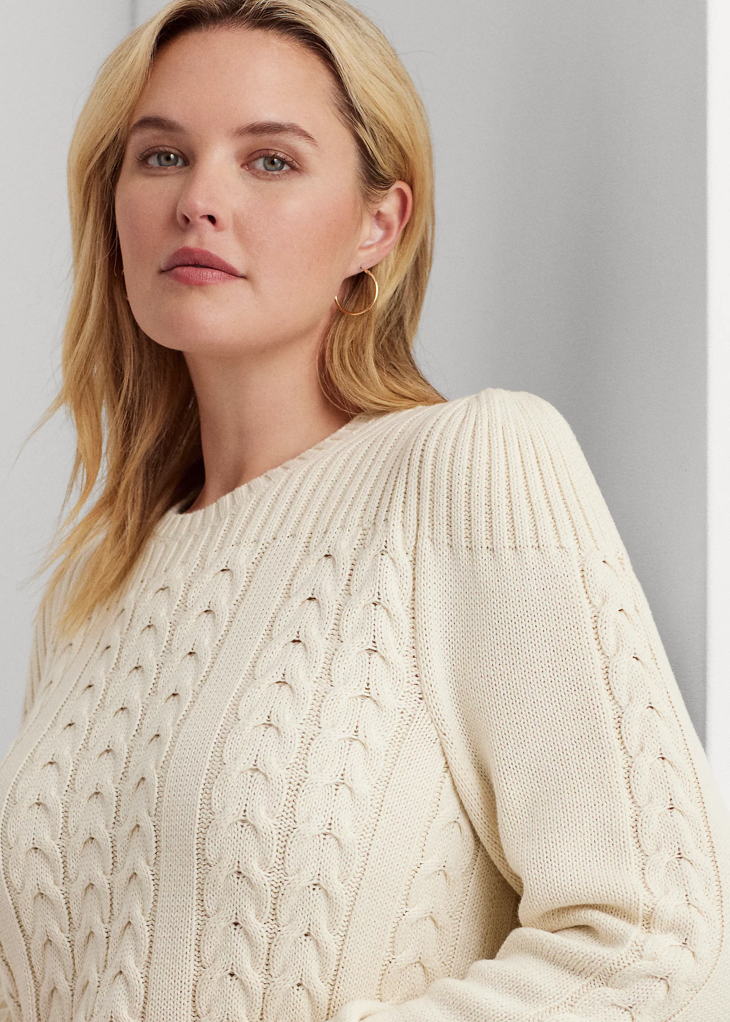Cable-Knit Puff-Sleeve Sweater