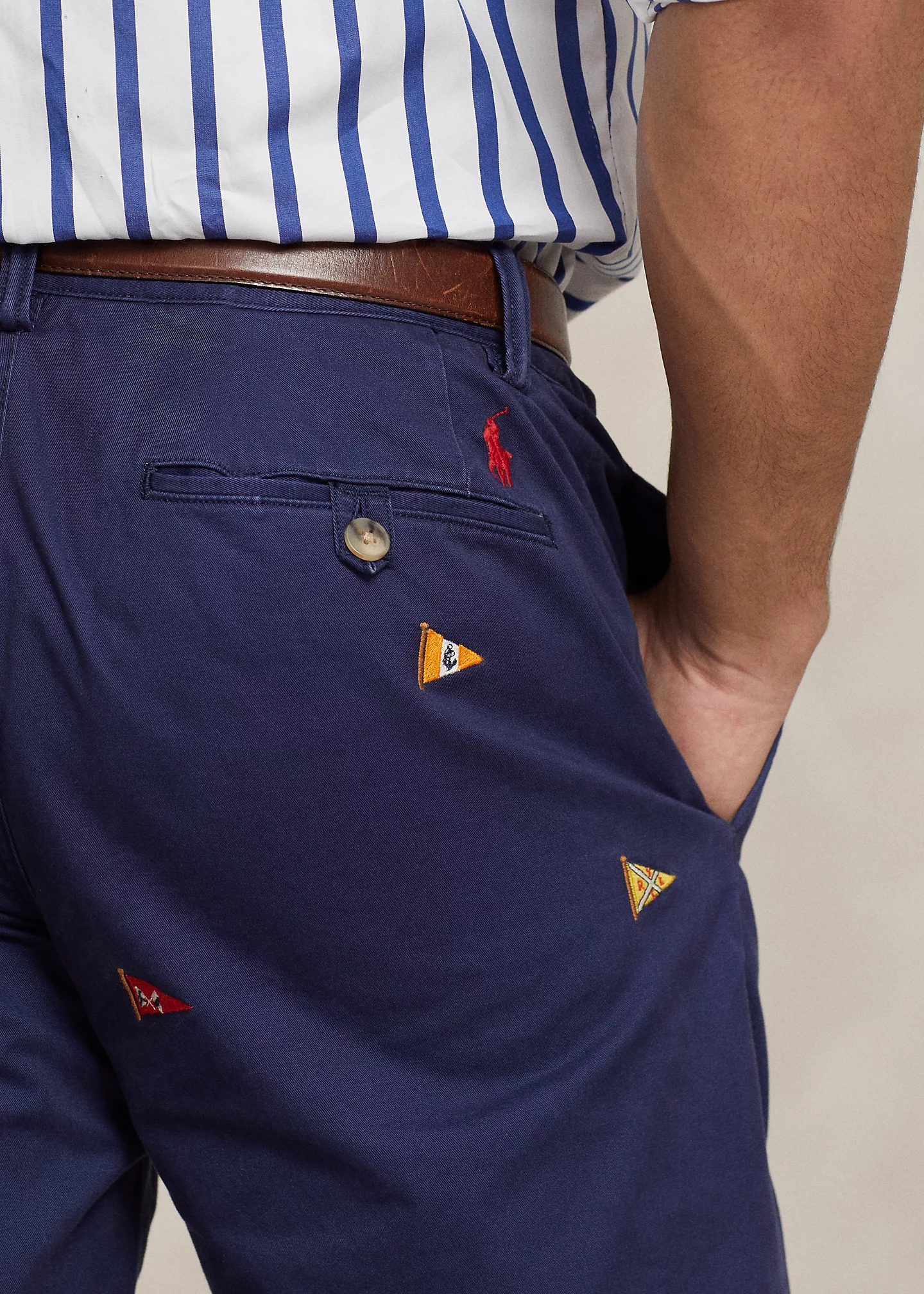 Stretch Straight Fit Embroidered Pant