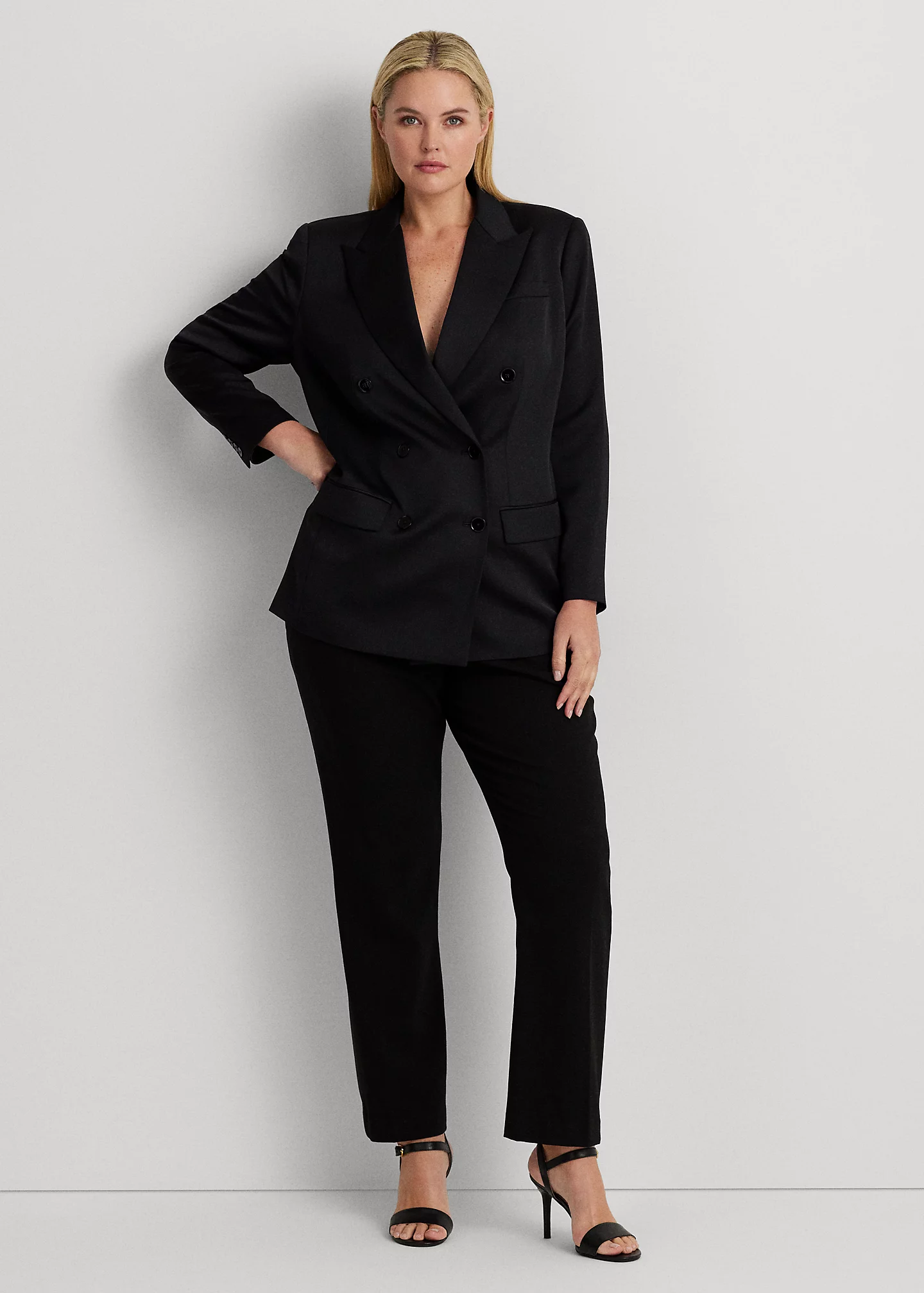 Double-Breasted Satin Crepe Blazer