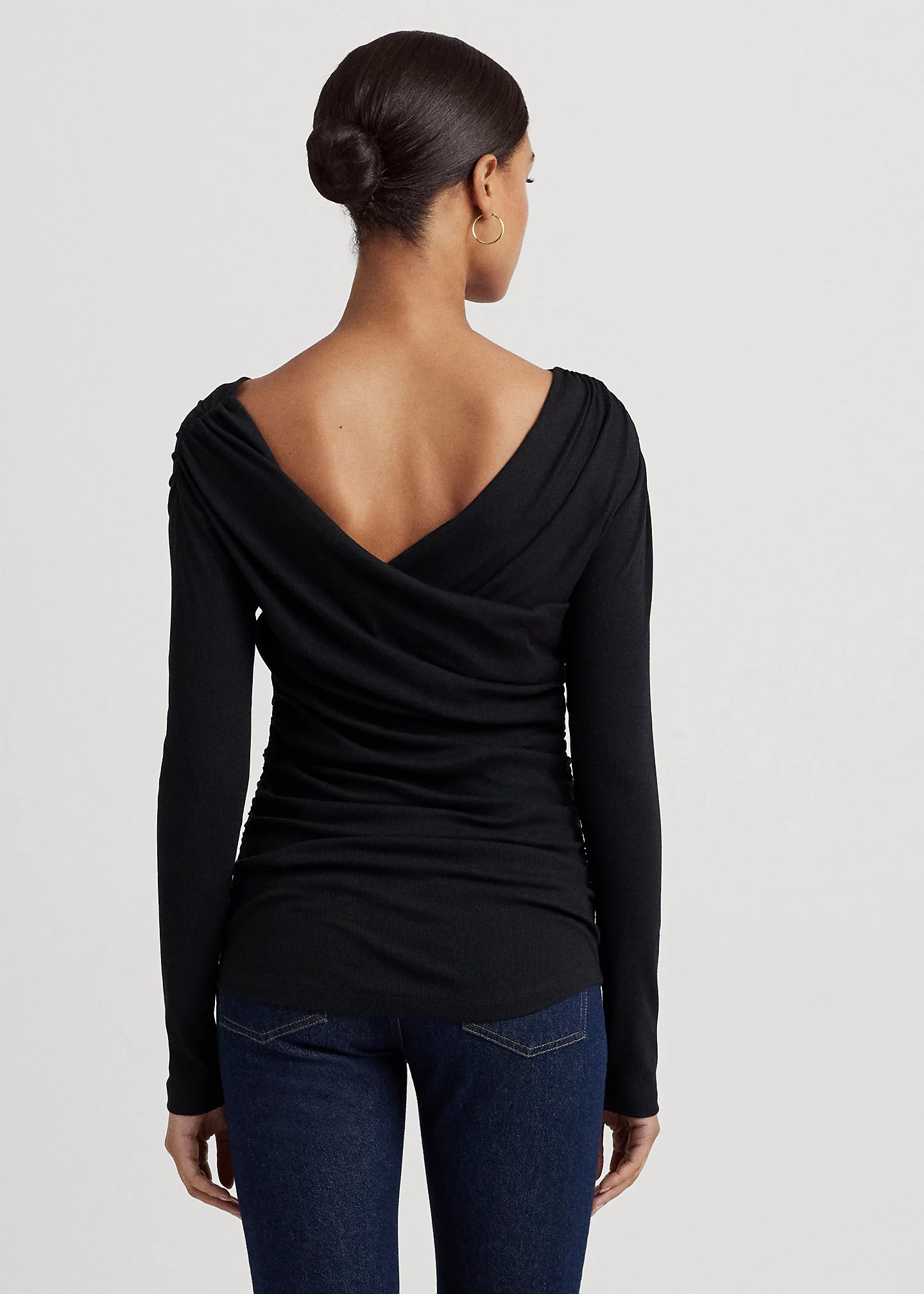 Ruched Asymmetrical Stretch Cotton Top