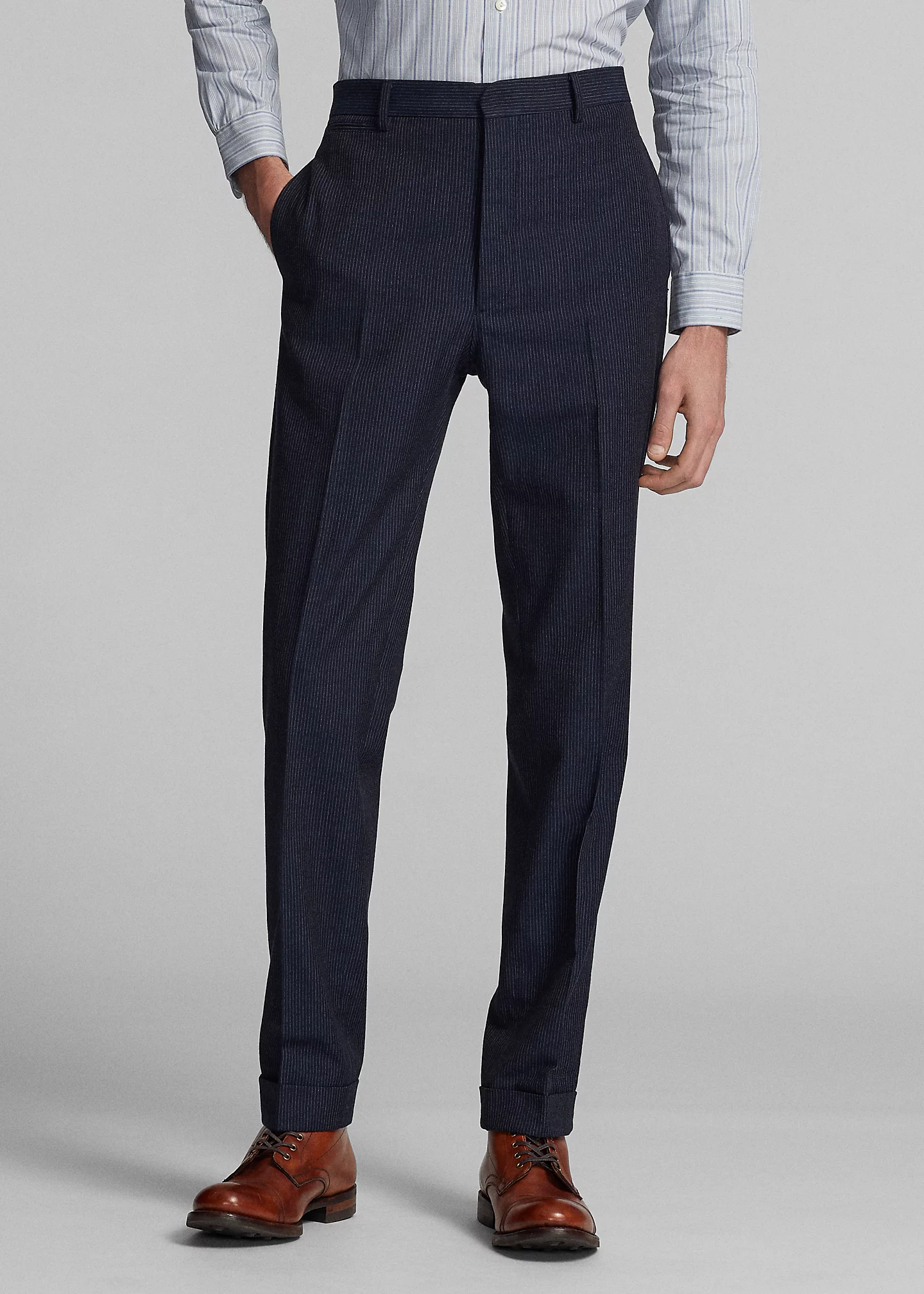 Slim Striped Herringbone Suit Trouser