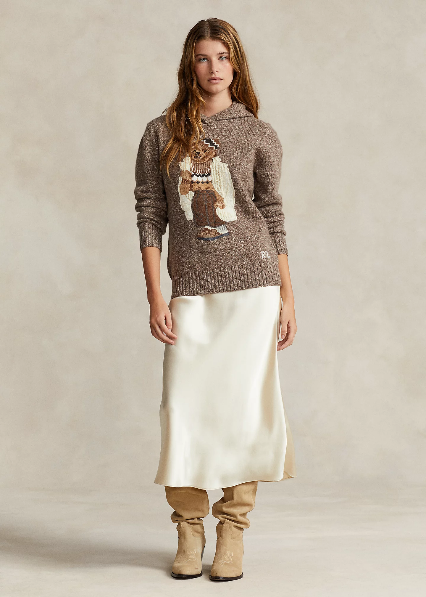 Polo Bear Wool-Blend Knit Hoodie