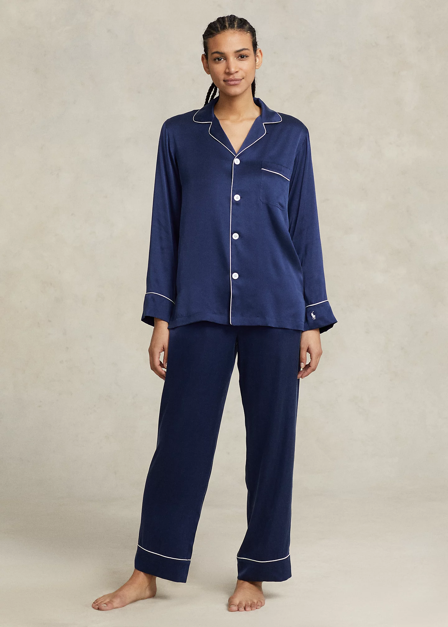 Stretch Silk Long-Sleeve Pajama Set