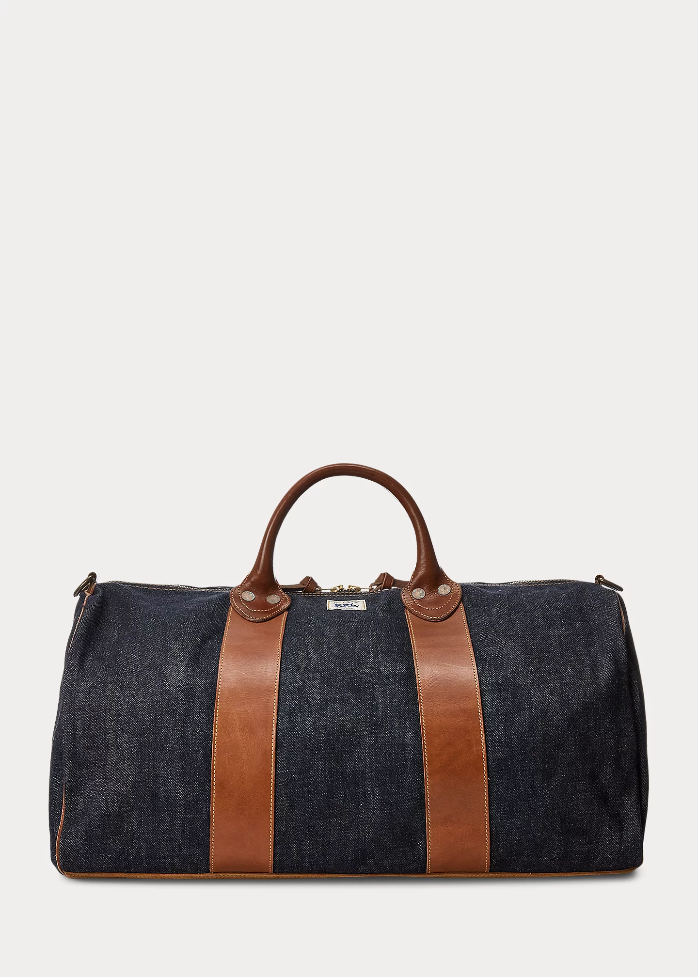 Leather-Trim Denim Duffel