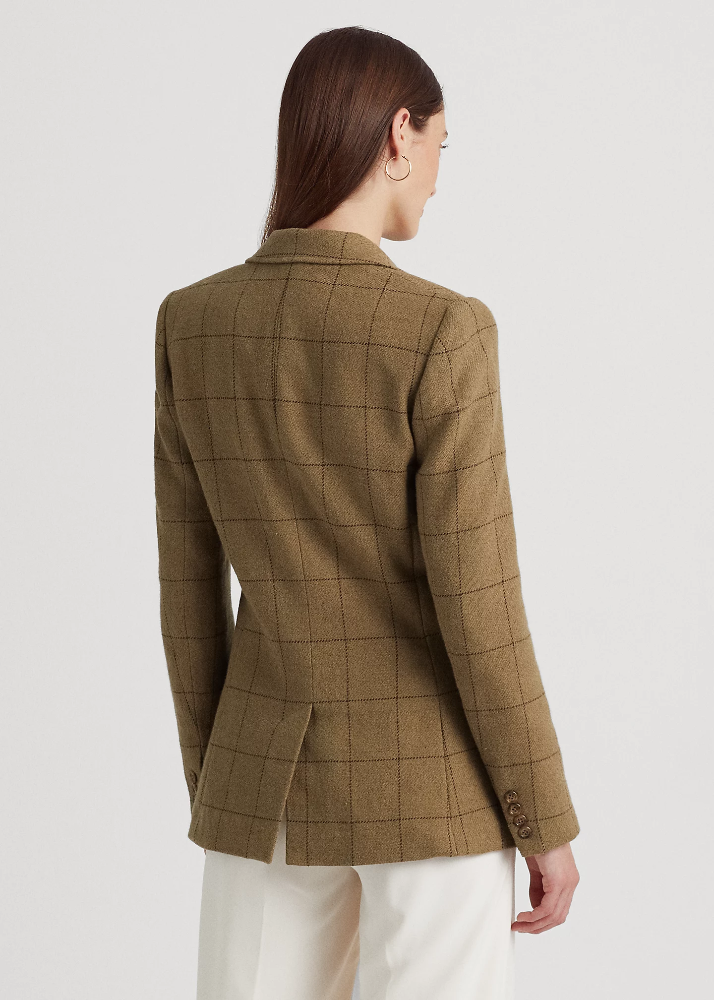 Windowpane Linen-Blend Twill Blazer