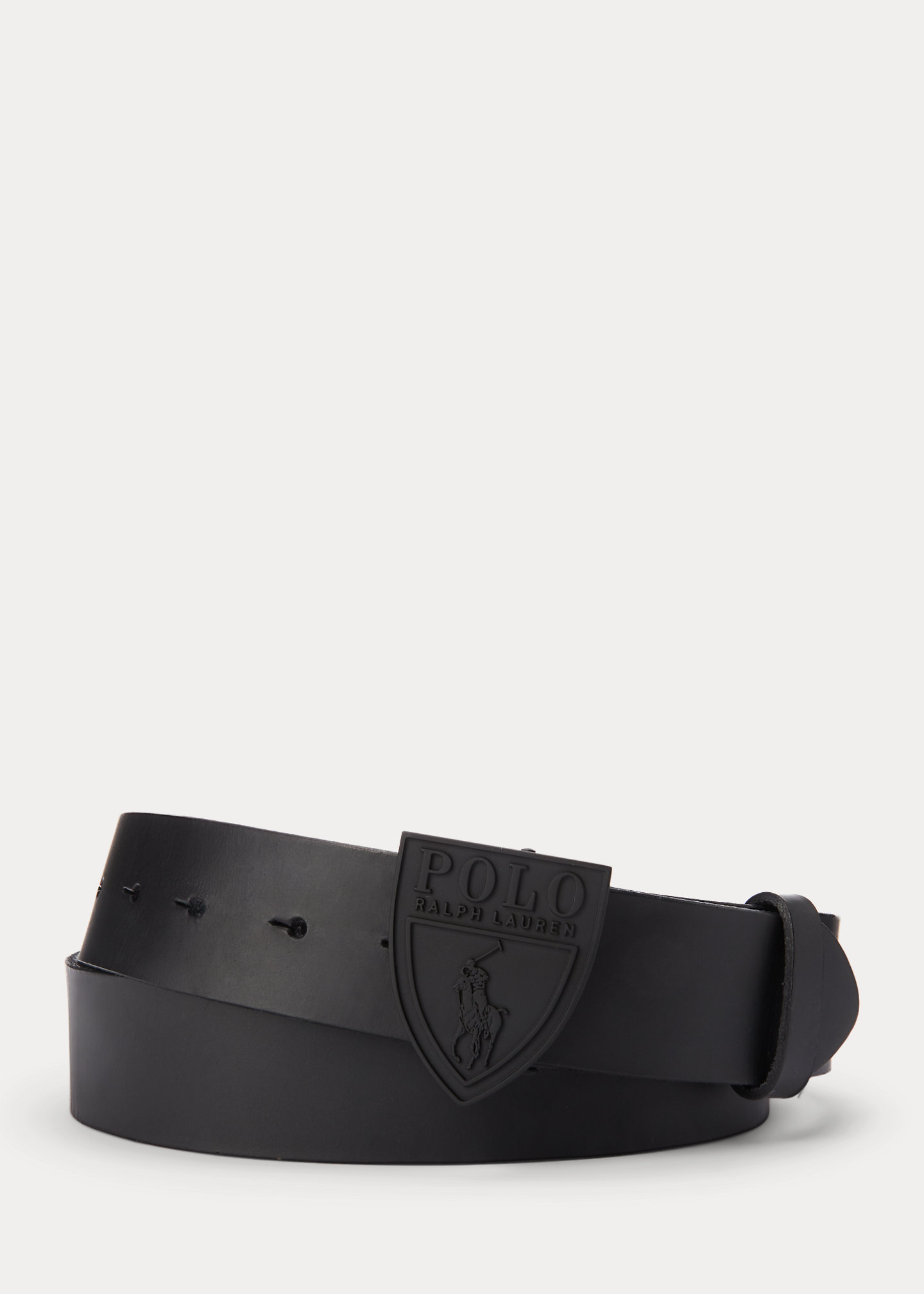 Shield-Buckle Leather Belt