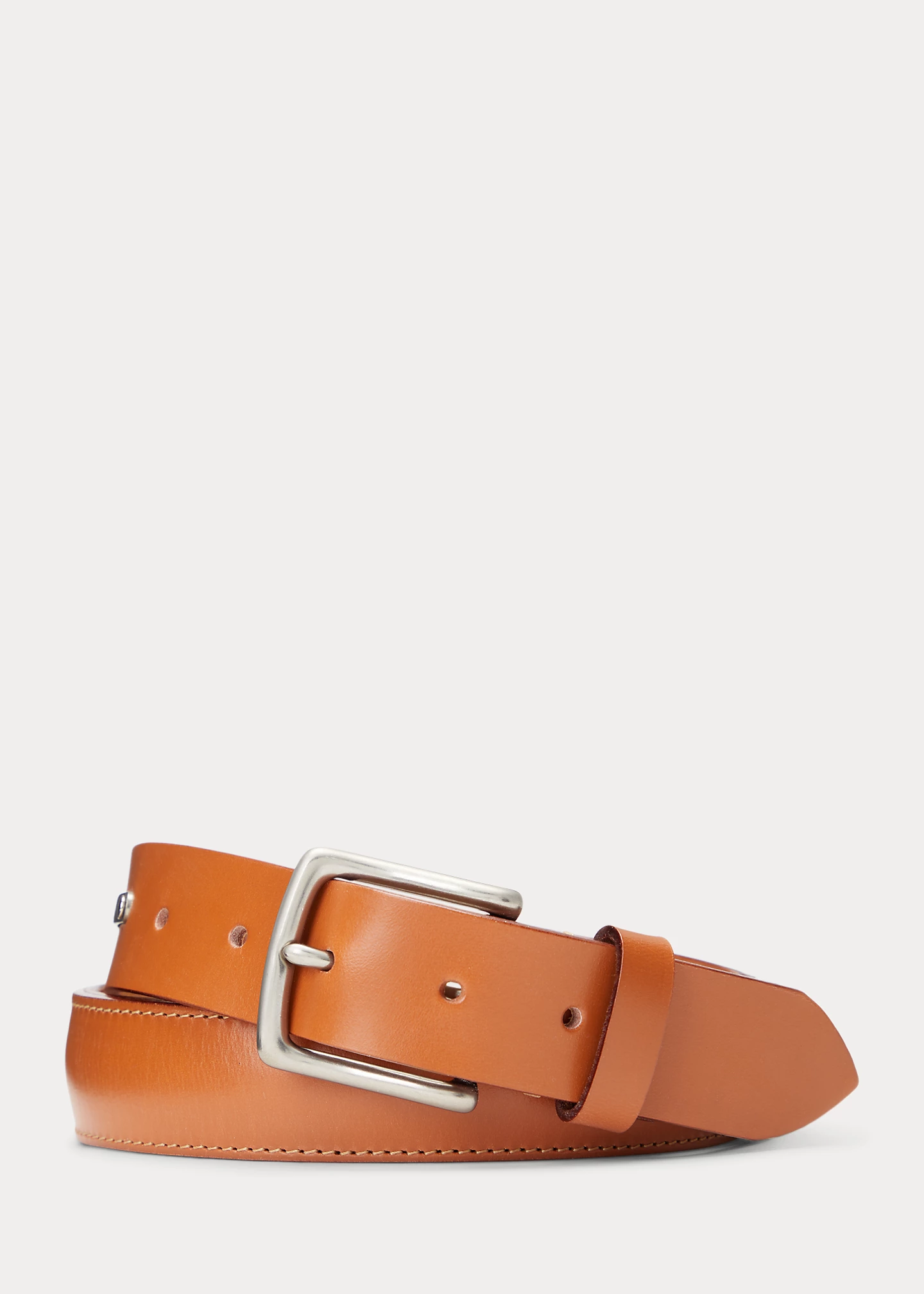 Brass-Buckle Bridle Leather Belt
