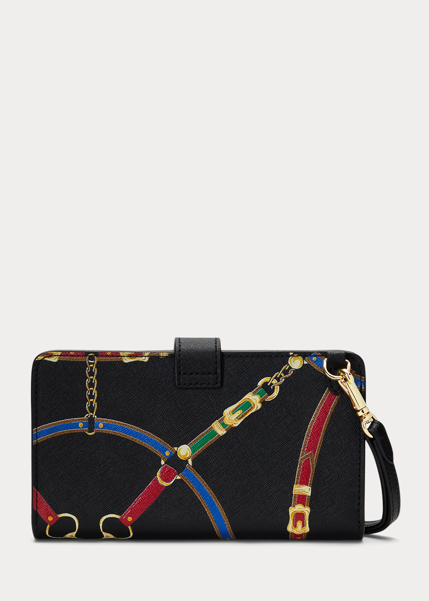 Print Crosshatch Leather Tech Wristlet