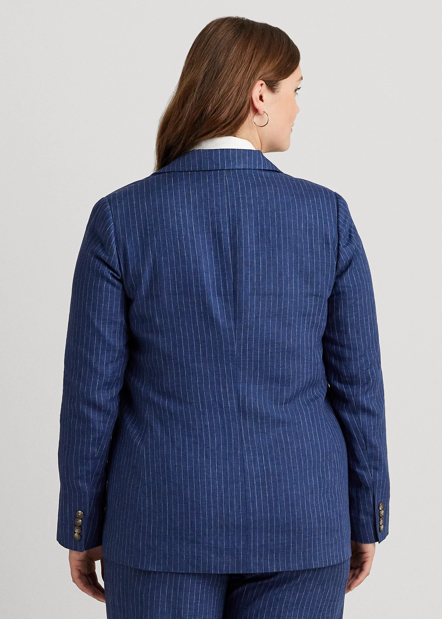 Pinstripe Double-Breasted Linen Blazer