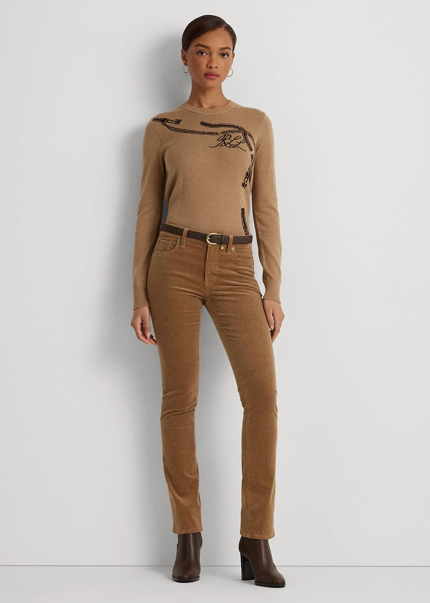 Belting-Motif Cotton-Blend Sweater