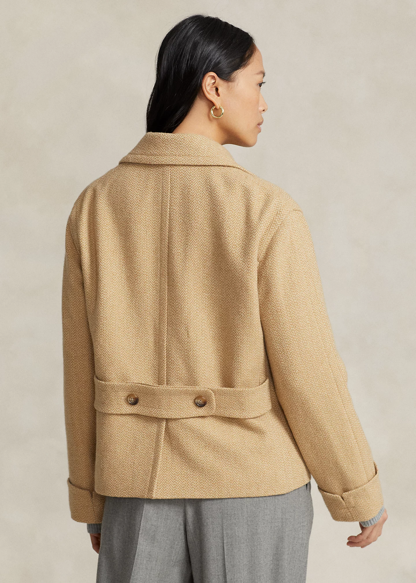 Boxy Fit Herringbone Polo Coat