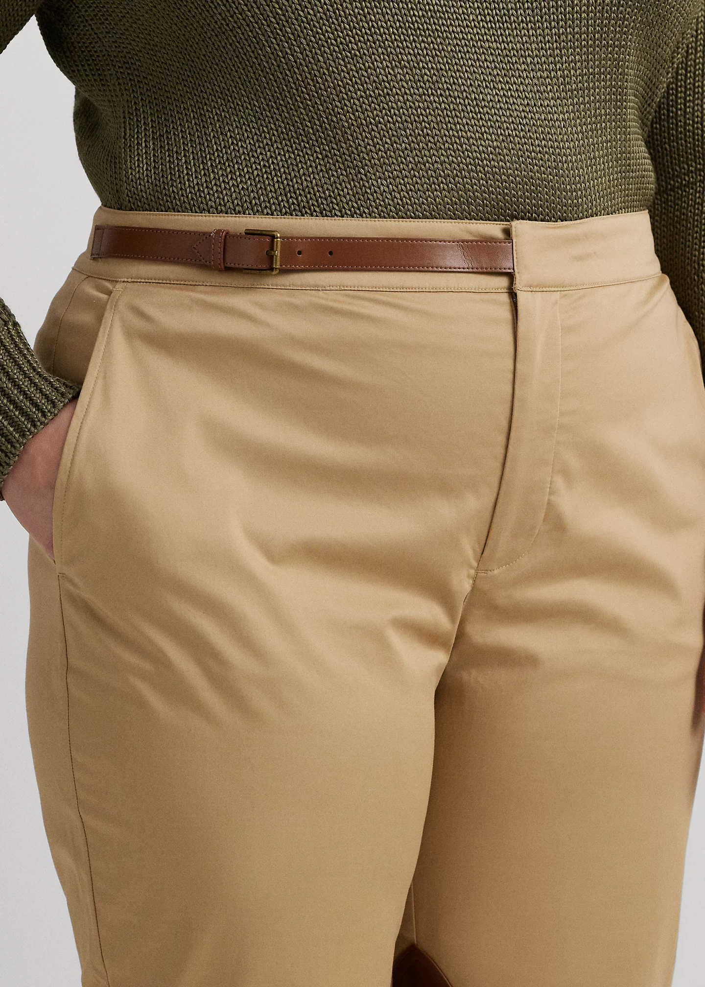 Leather-Trim Stretch Sateen Jodhpur Pant