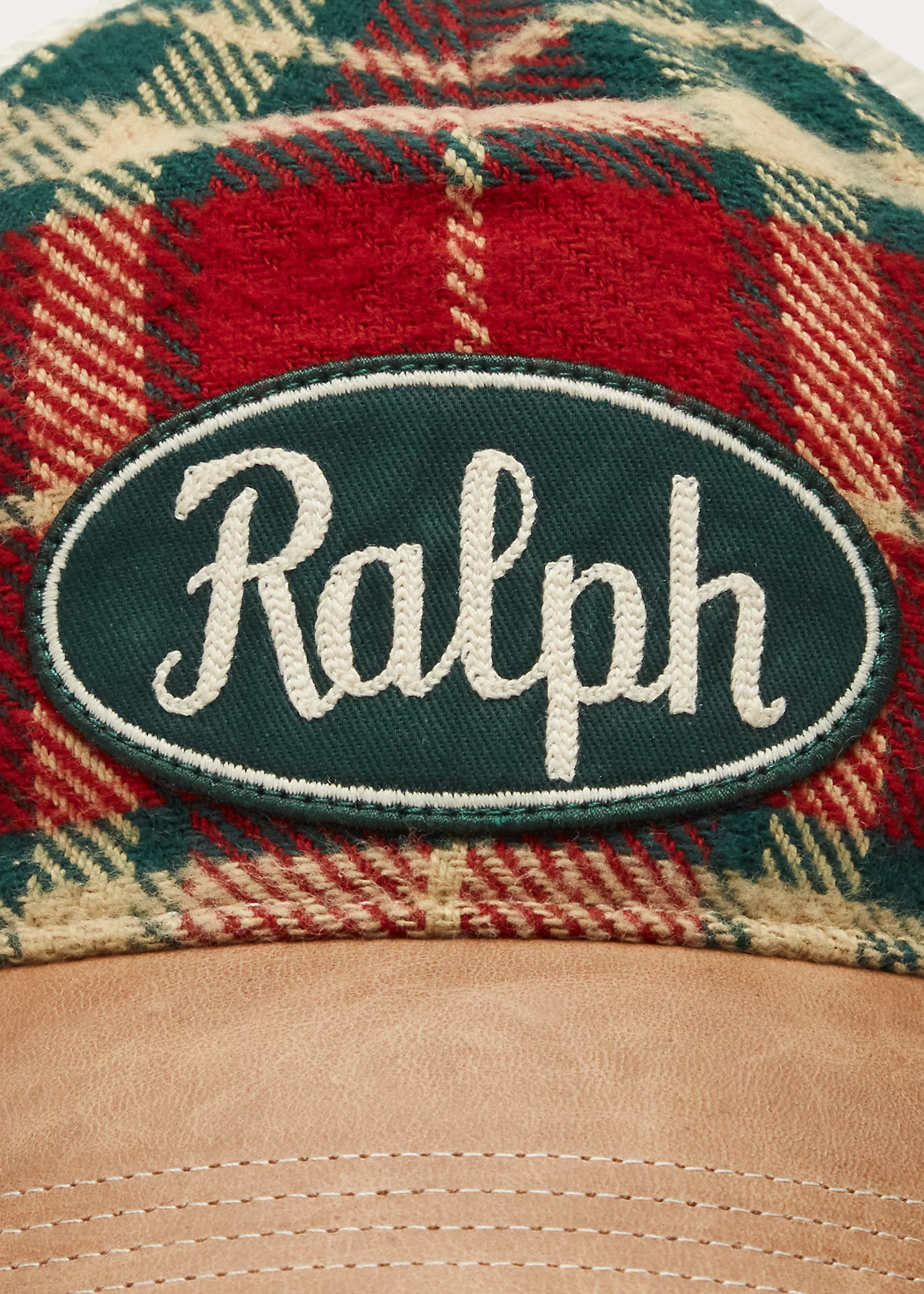 Leather-Bill Plaid Trucker Cap