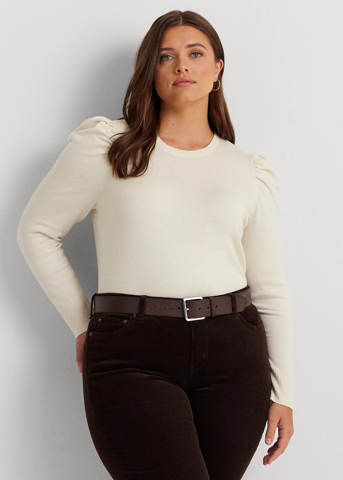 Cotton-Blend Puff-Sleeve Sweater