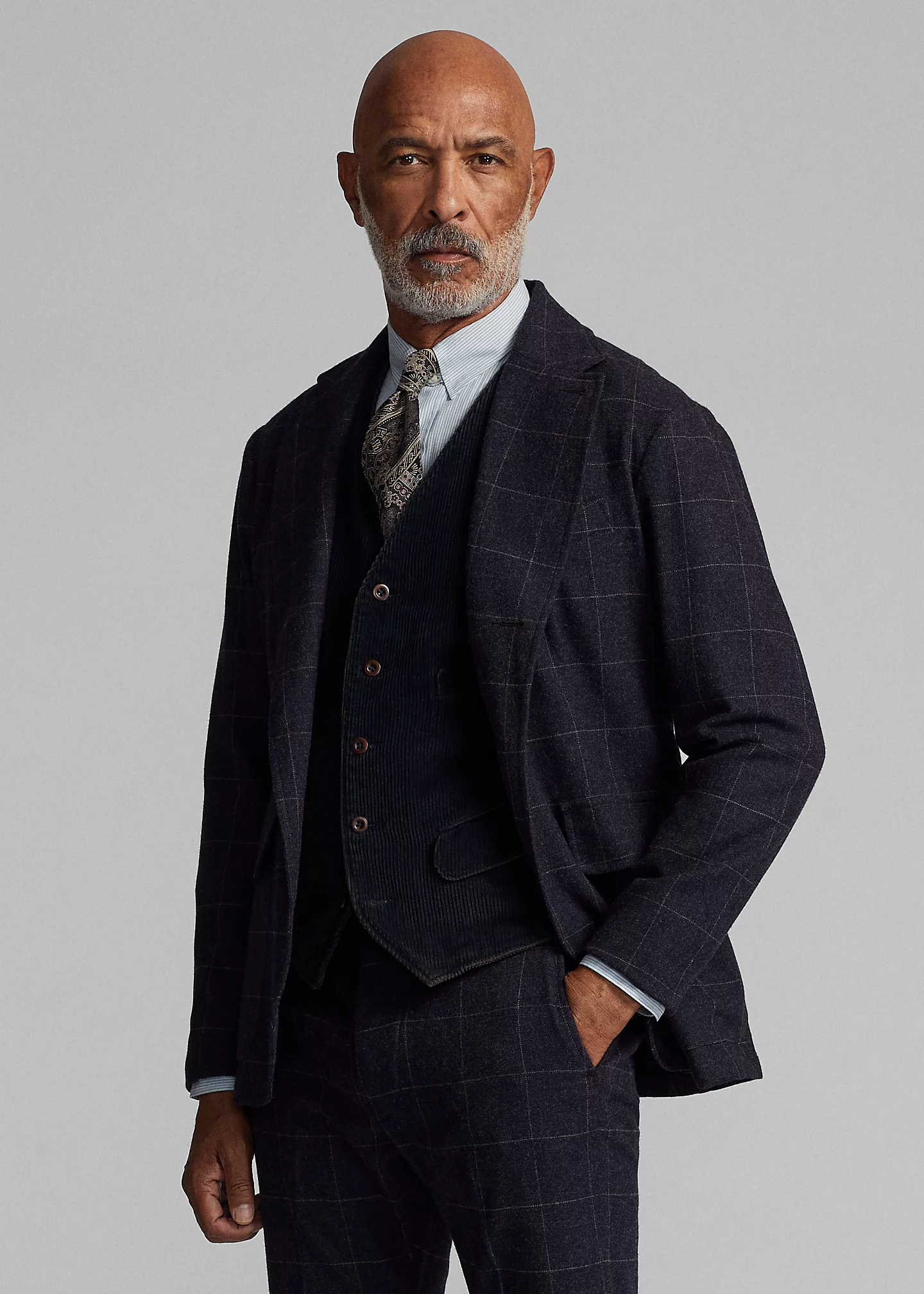 Unconstructed Windowpane Wool Sport Coat