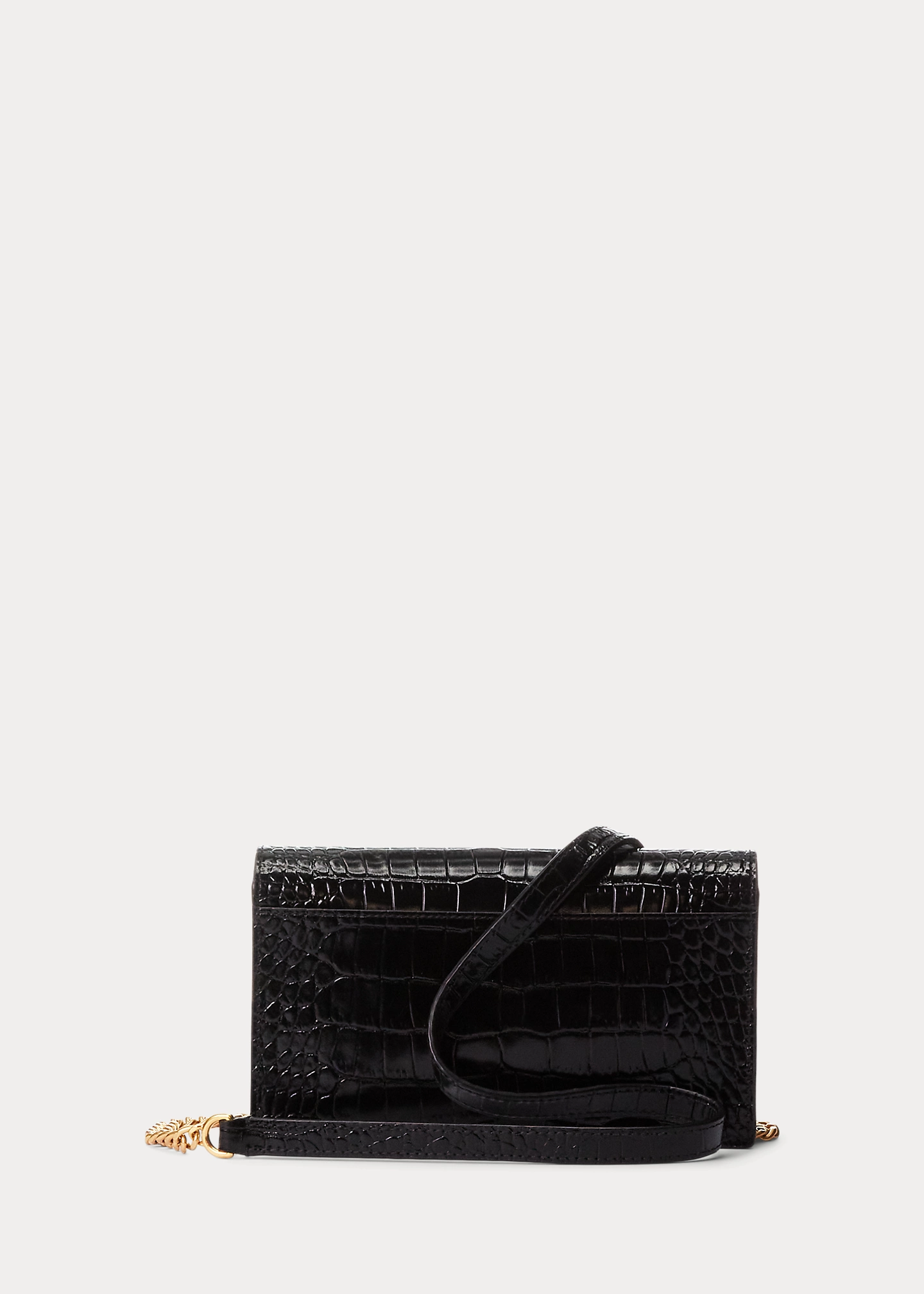Polo ID Croc-Embossed Chain Wallet & Bag