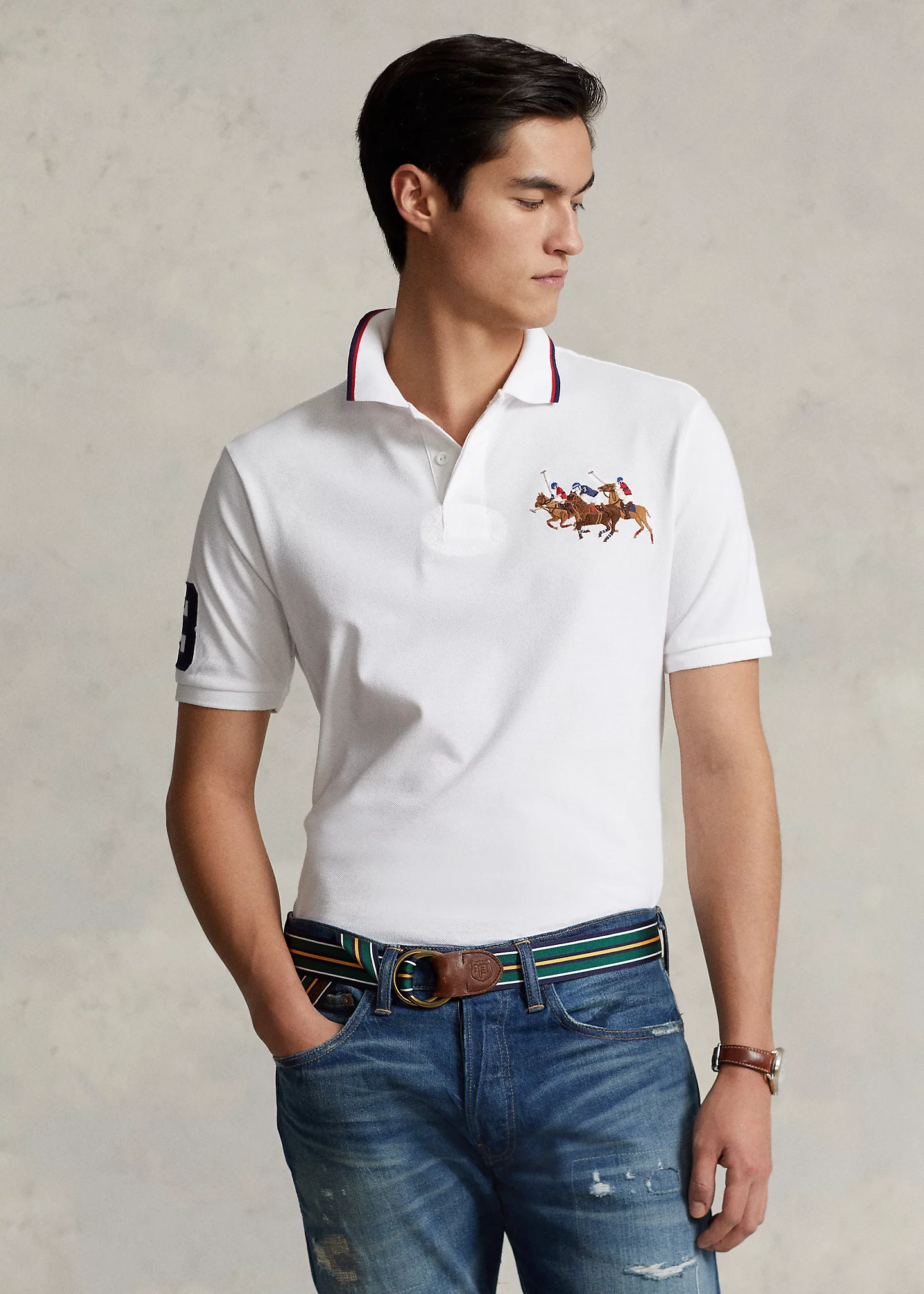 Classic Fit Triple-Pony Mesh Polo Shirt